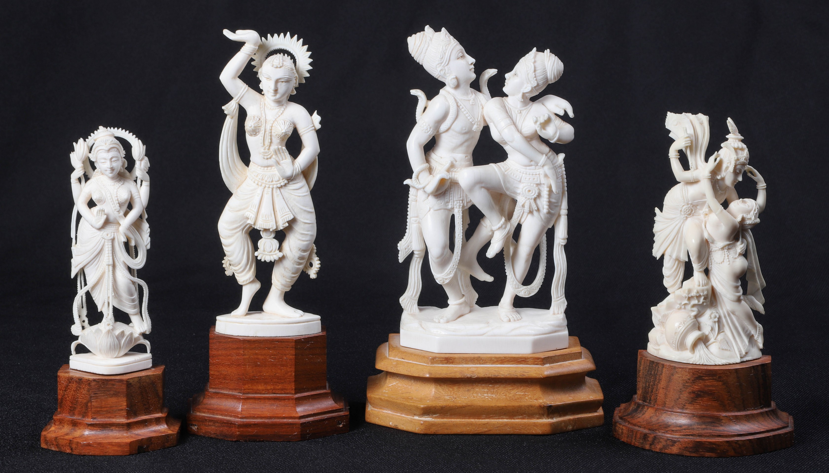(4) Carved ivories to include carved