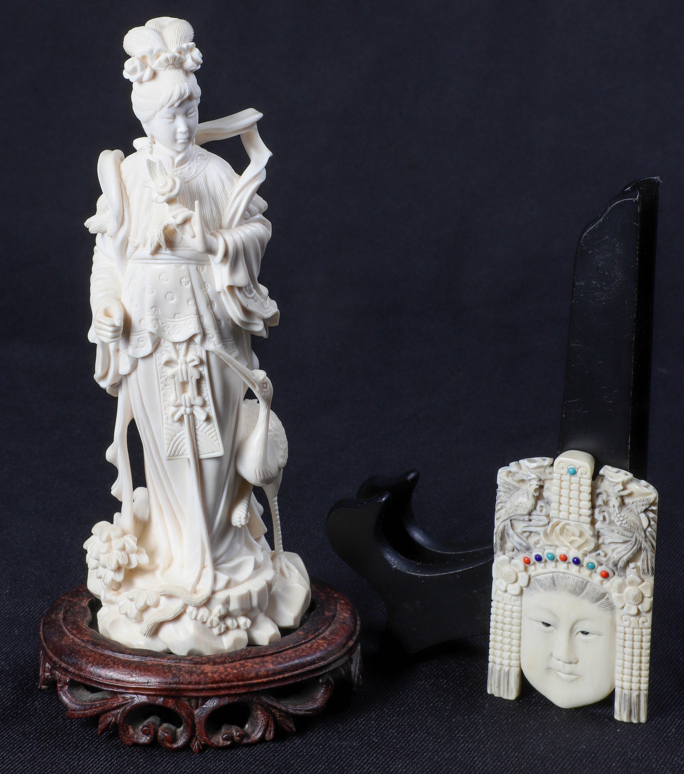 Chinese ivory carved woman and 2e0d1d