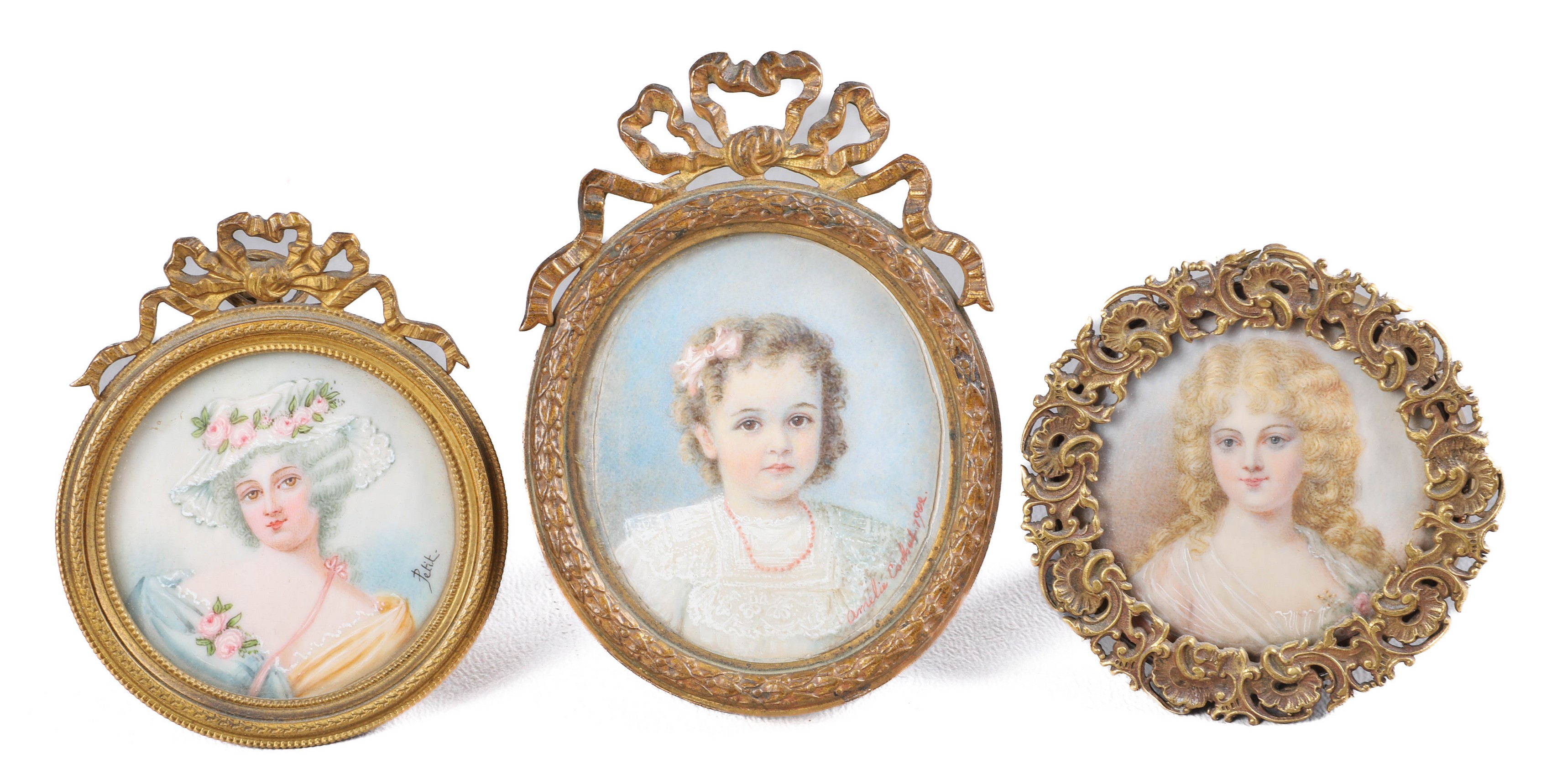  3 French miniature portraits 2e0d33