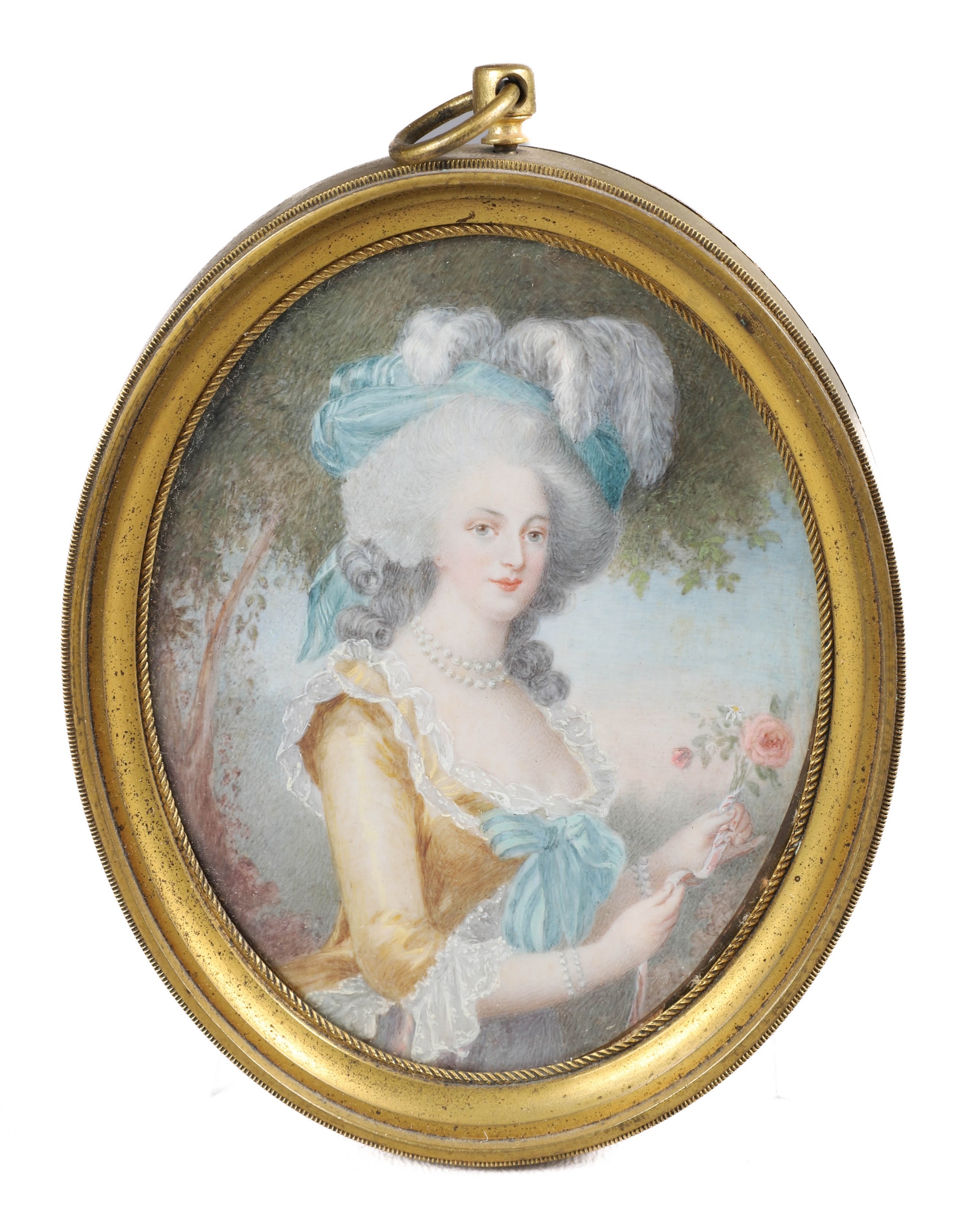 French miniature portrait on ivory,