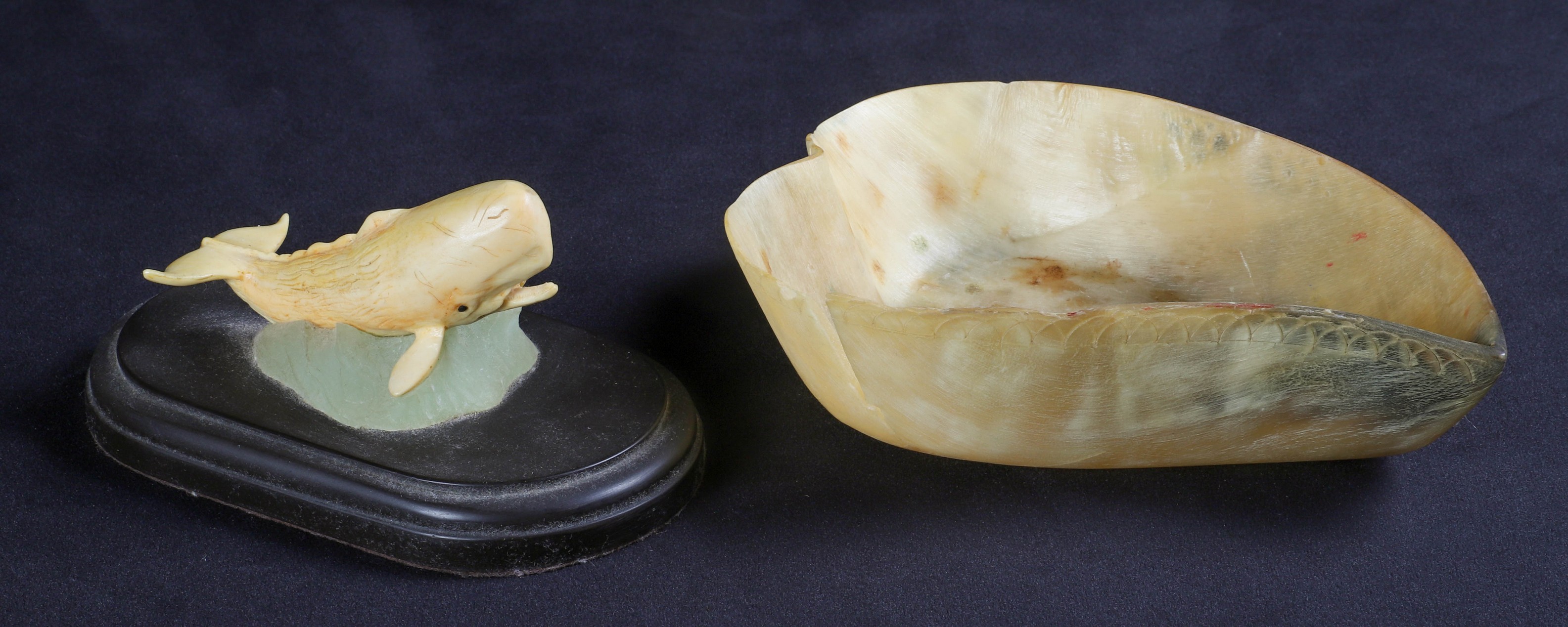 Carved ivory whale figure and horn 2e0d3c