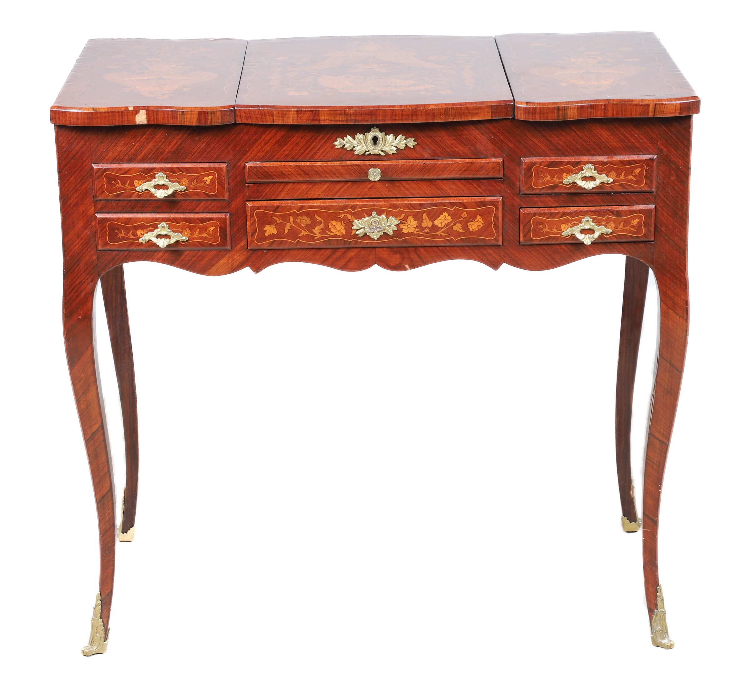 French style inlaid mahogany vanity,