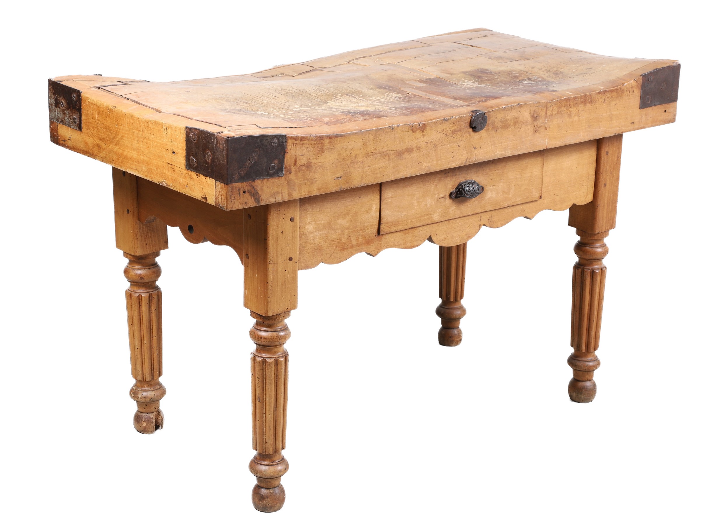 French butcher block table, 19th