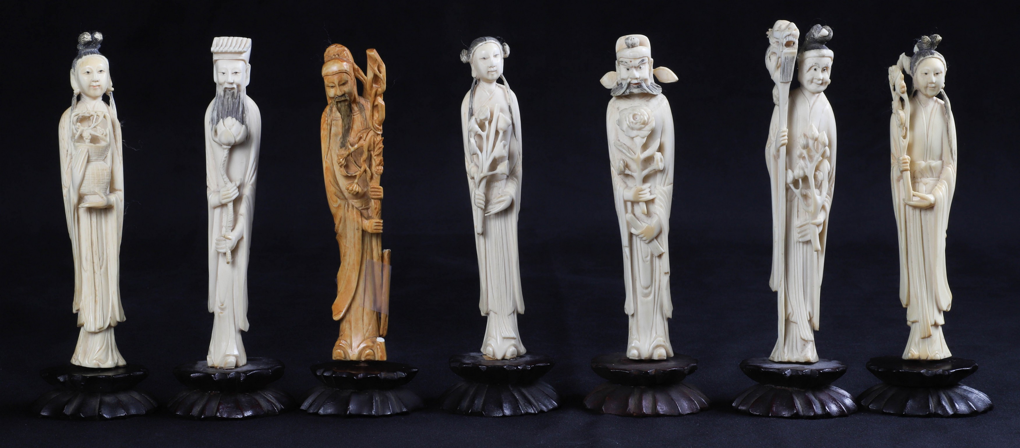 (7) Ivory carved Chinese immortals,