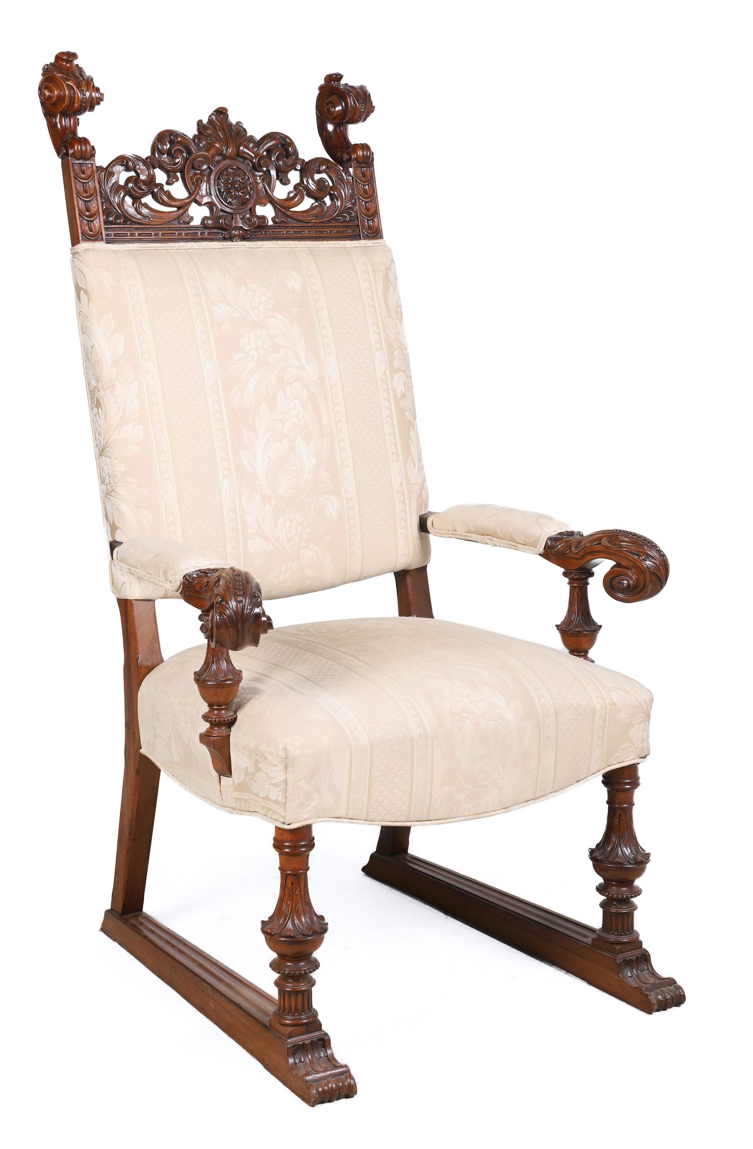 Carved Walnut Throne Chair, pierced