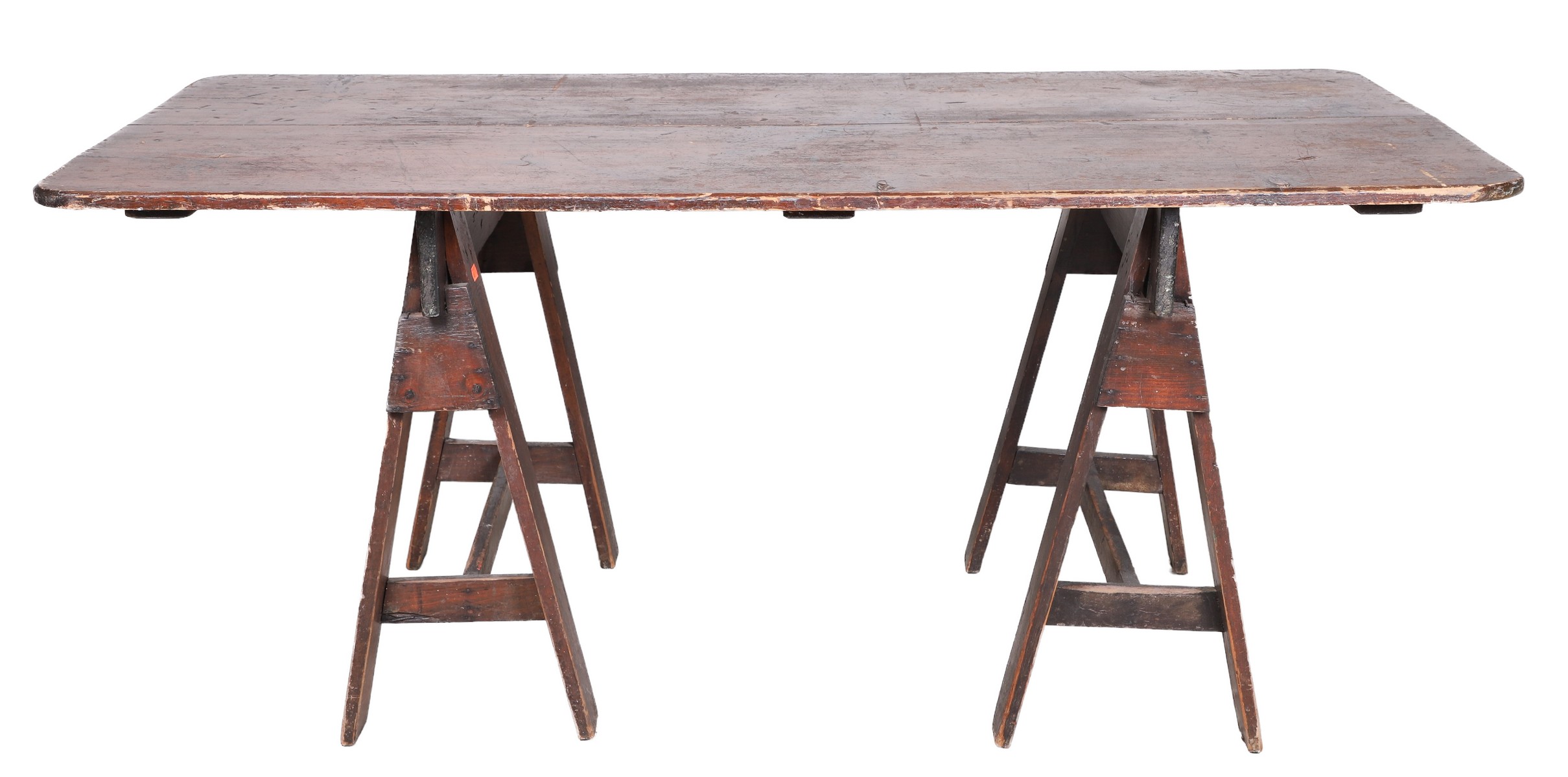 Pine sawhorse dining table, 3 pcs, 2
