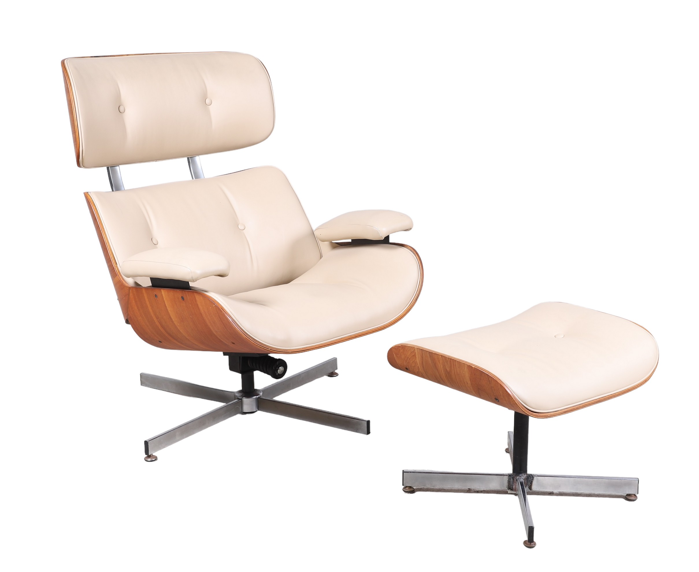 Eames style tufted leather lounge