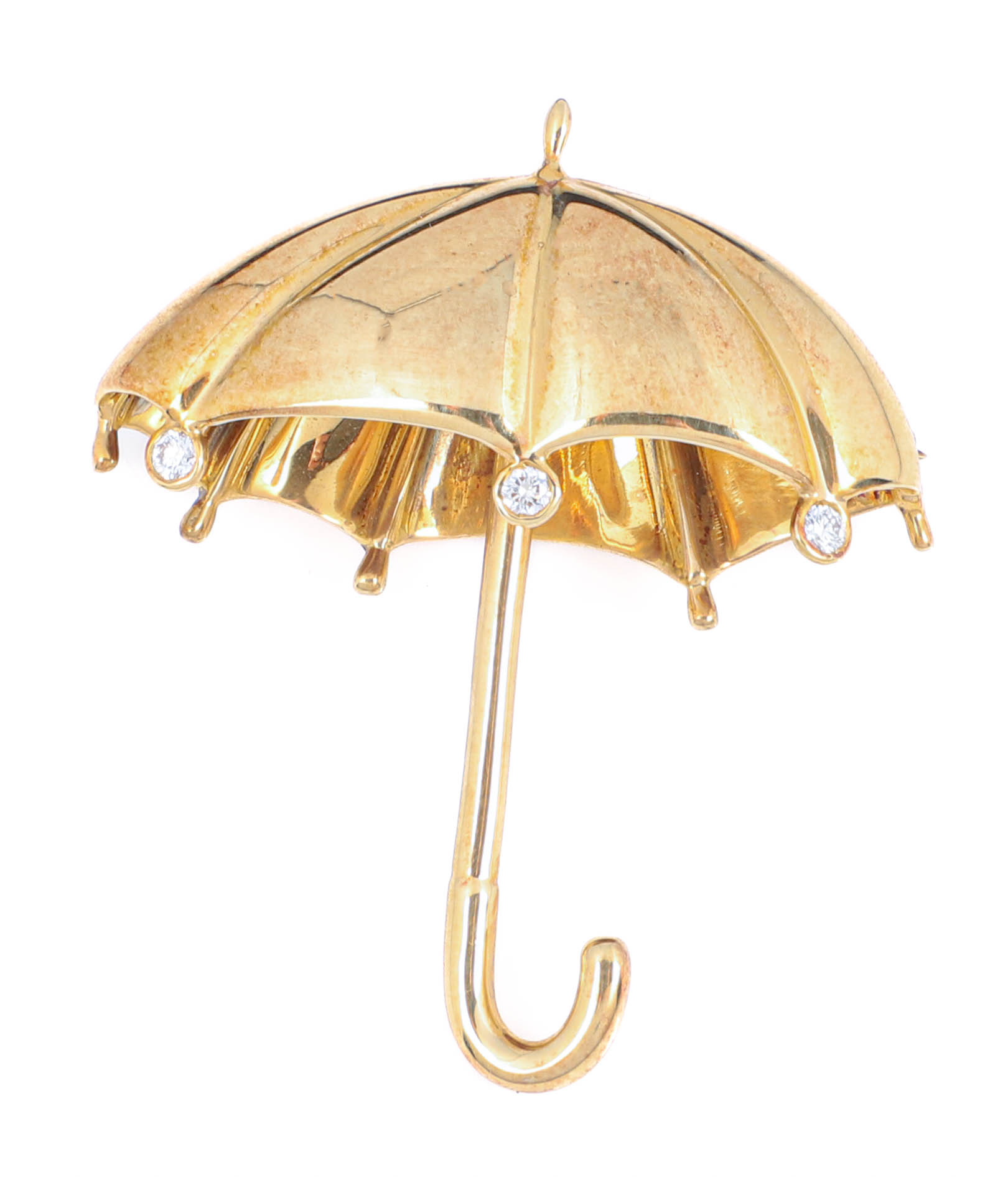 18K YG Tiffany & Co Umbrella Brooch