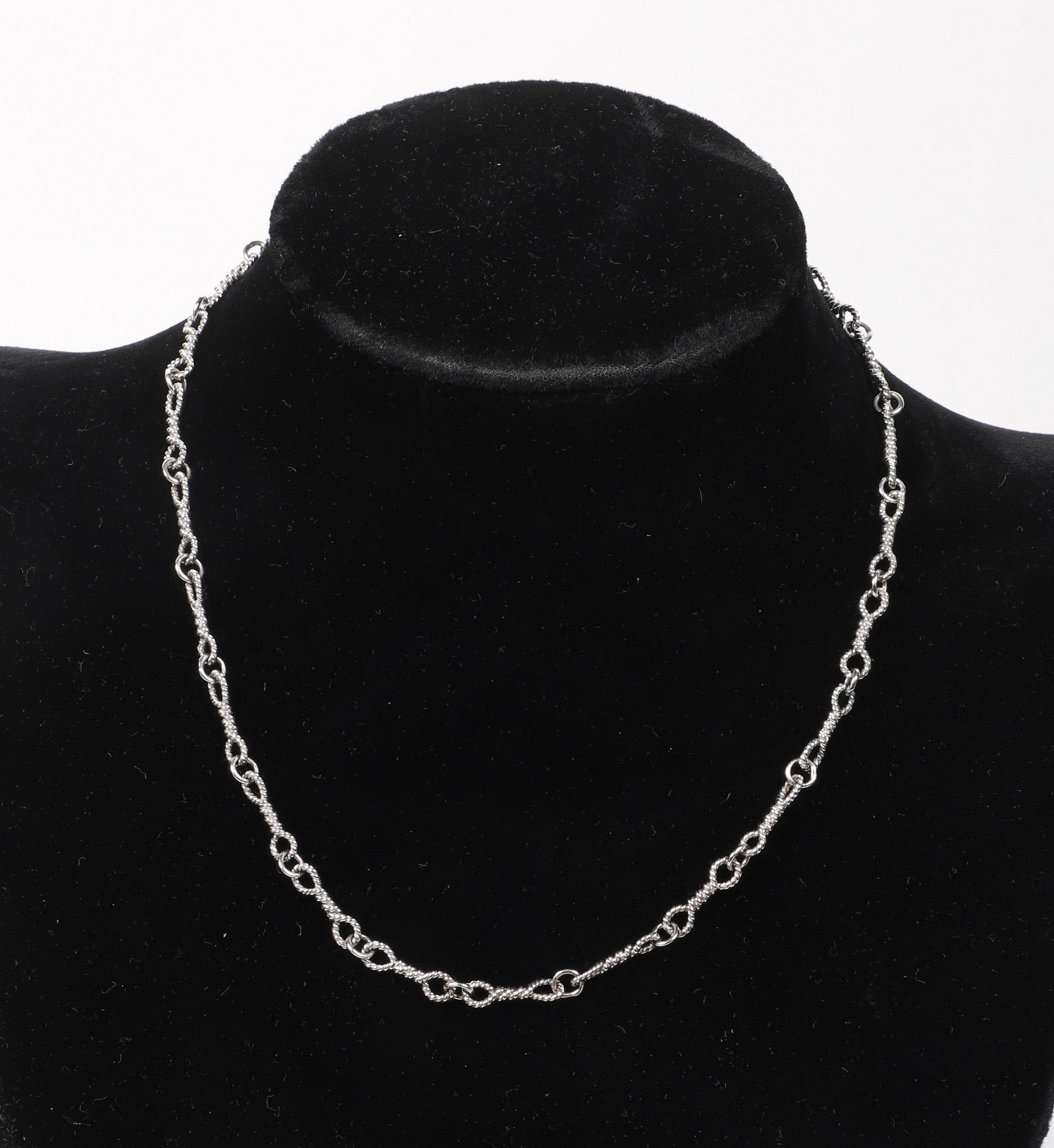 14K White gold rope and knot necklace,