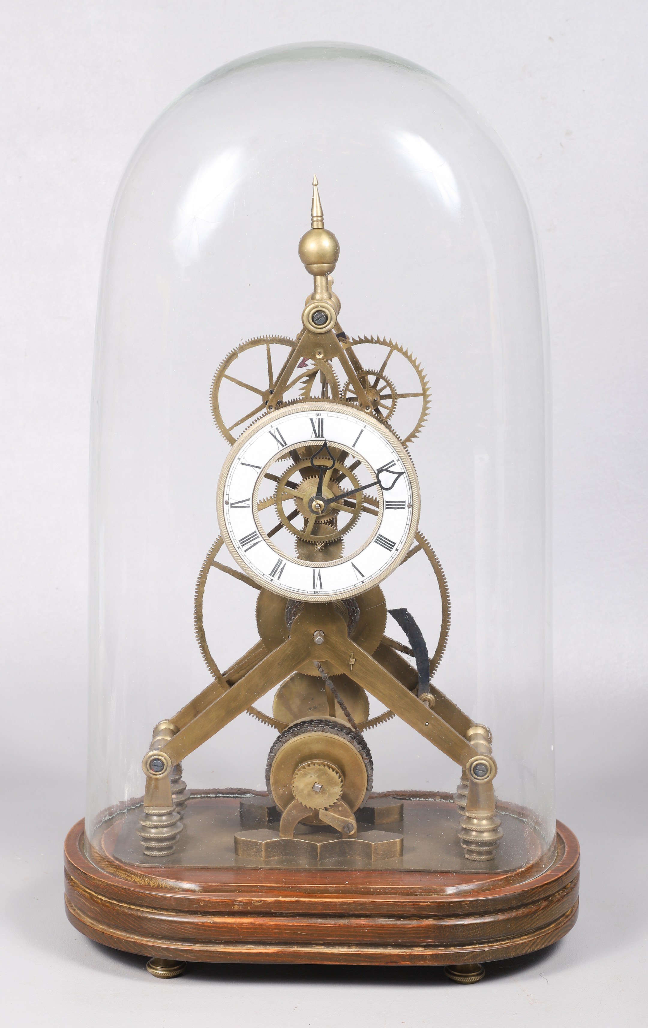 Great Wheel Skeleton Clock, white enameled