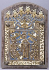 Russian cast bronze and enamel icon