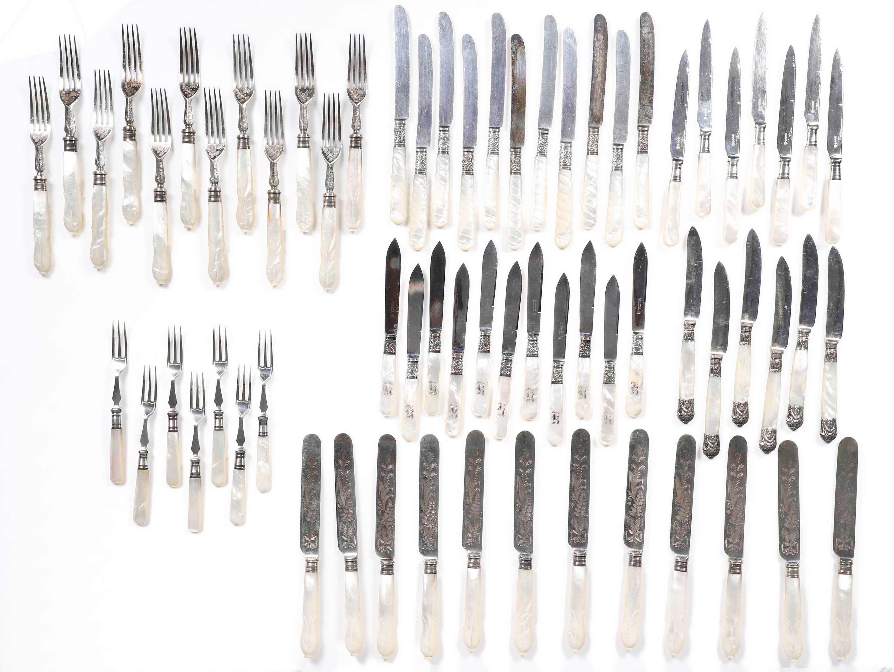 Mother of Pearl handled flatware collection