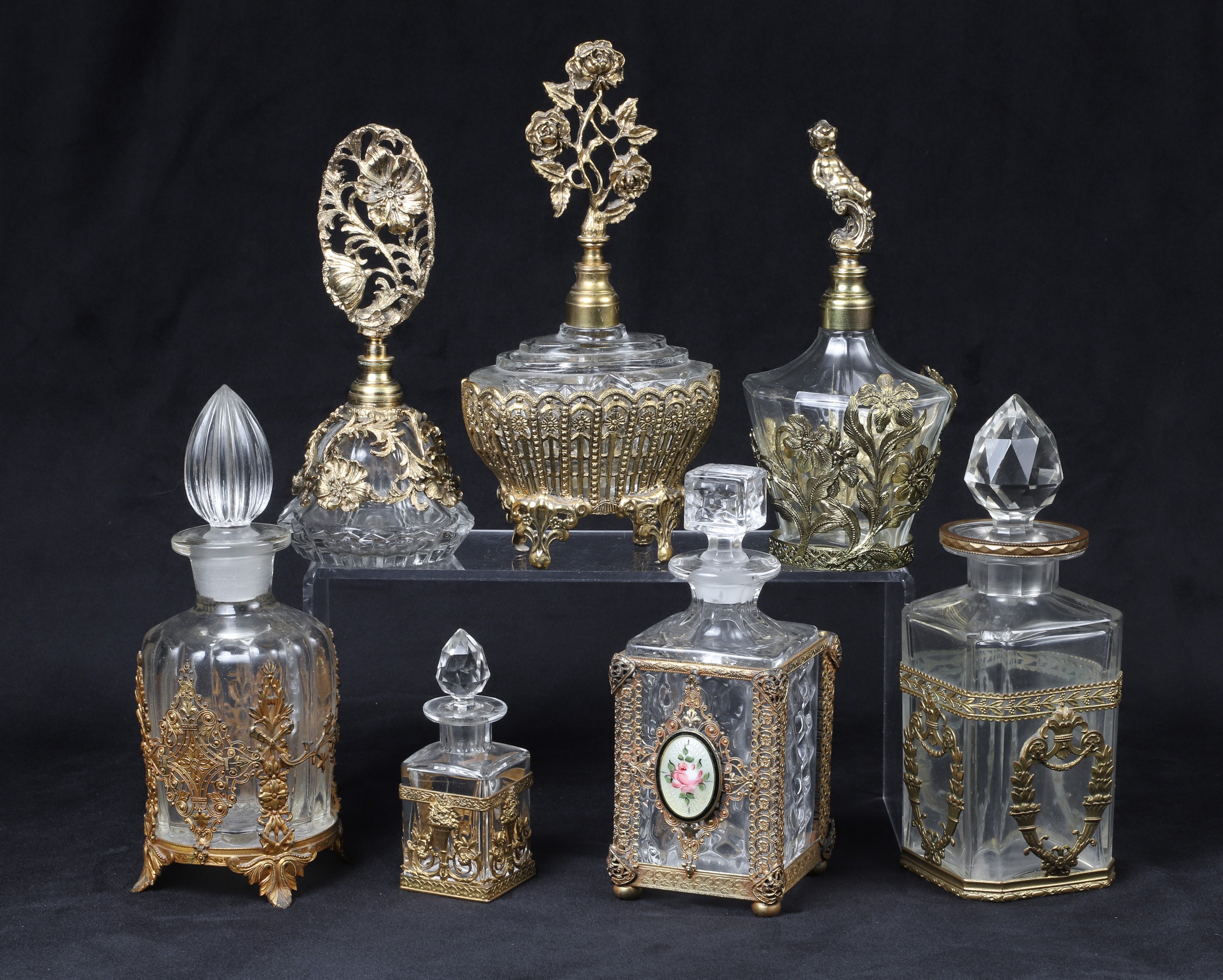 (7) Gilt mounted scent bottles