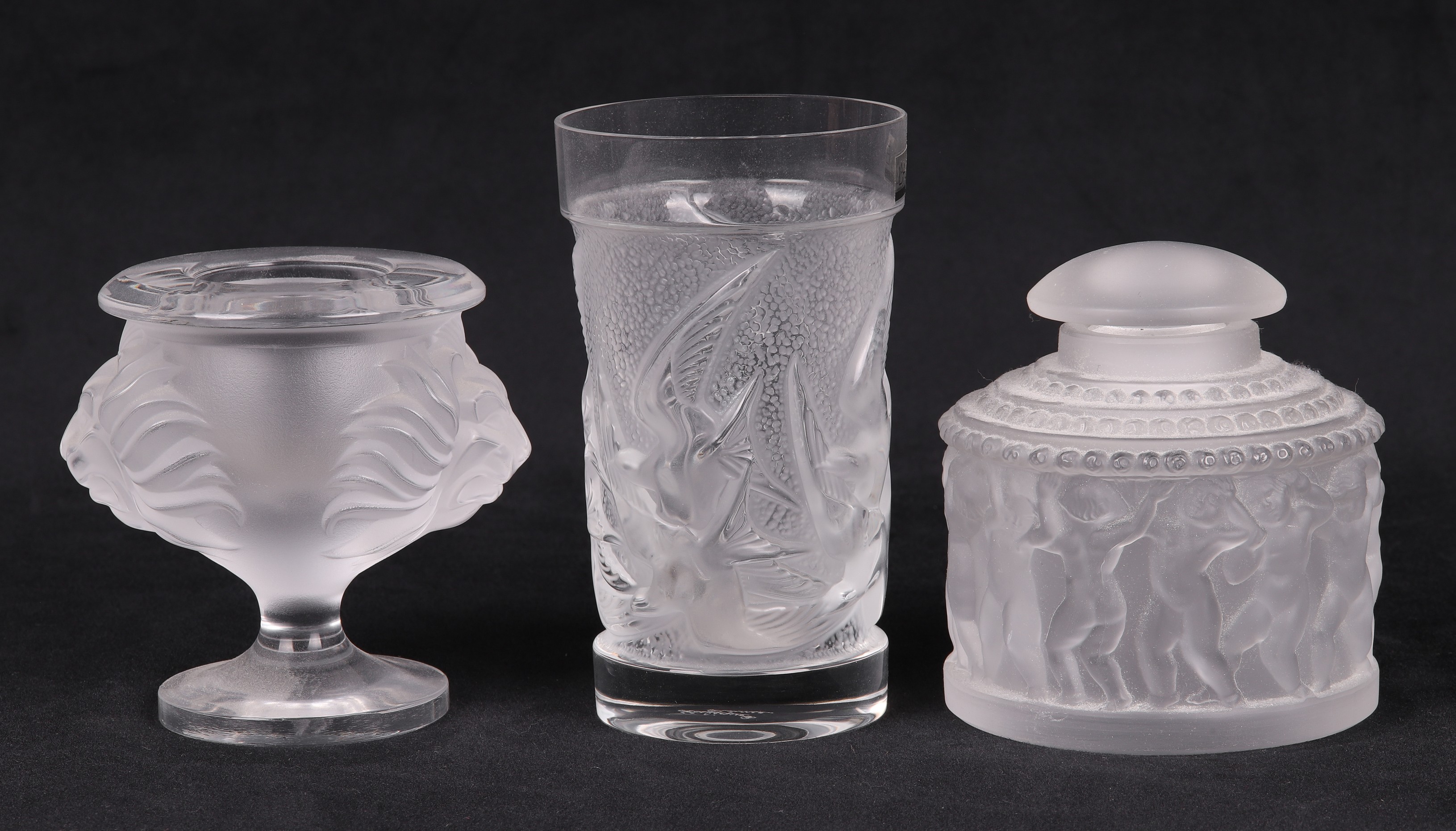  3 Lalique cup vase and scent 2e0e72