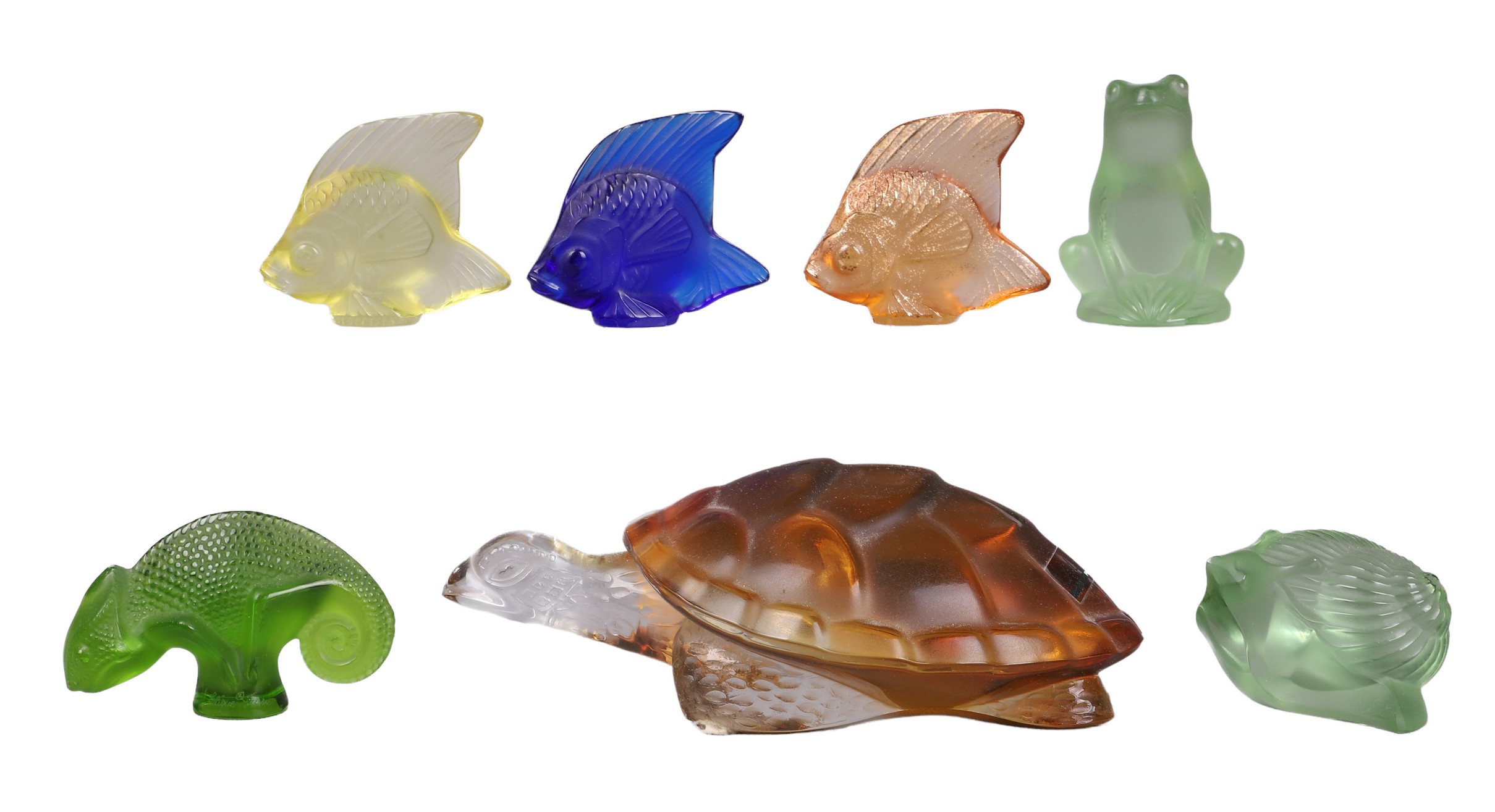  7 Lalique figures to include 2e0e6e