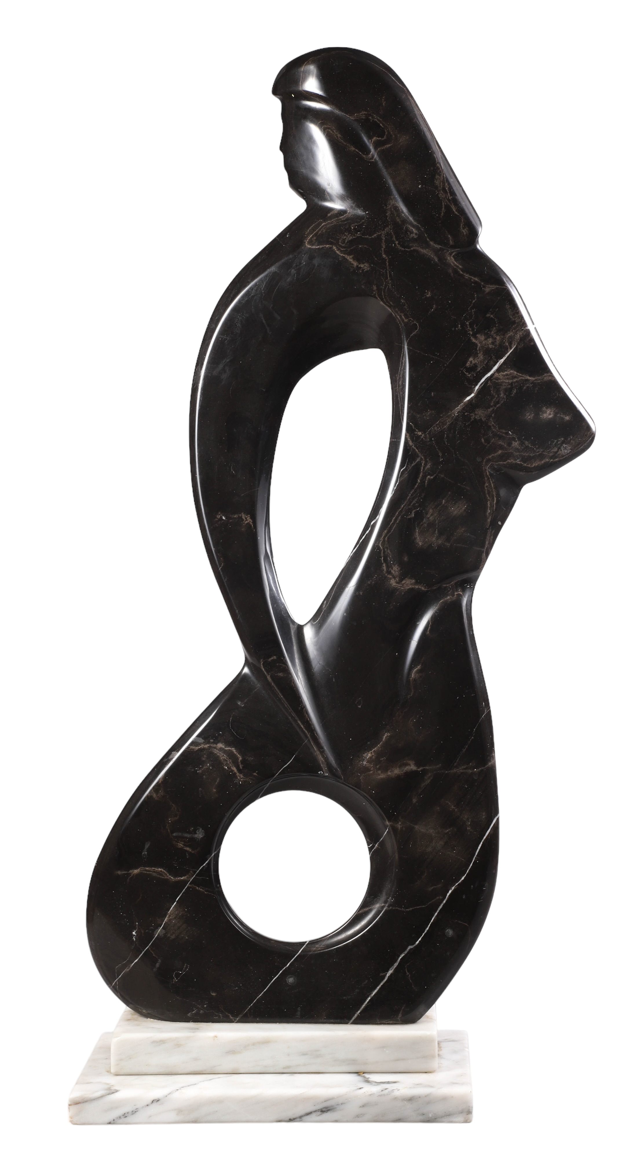 Stylized female form black marble