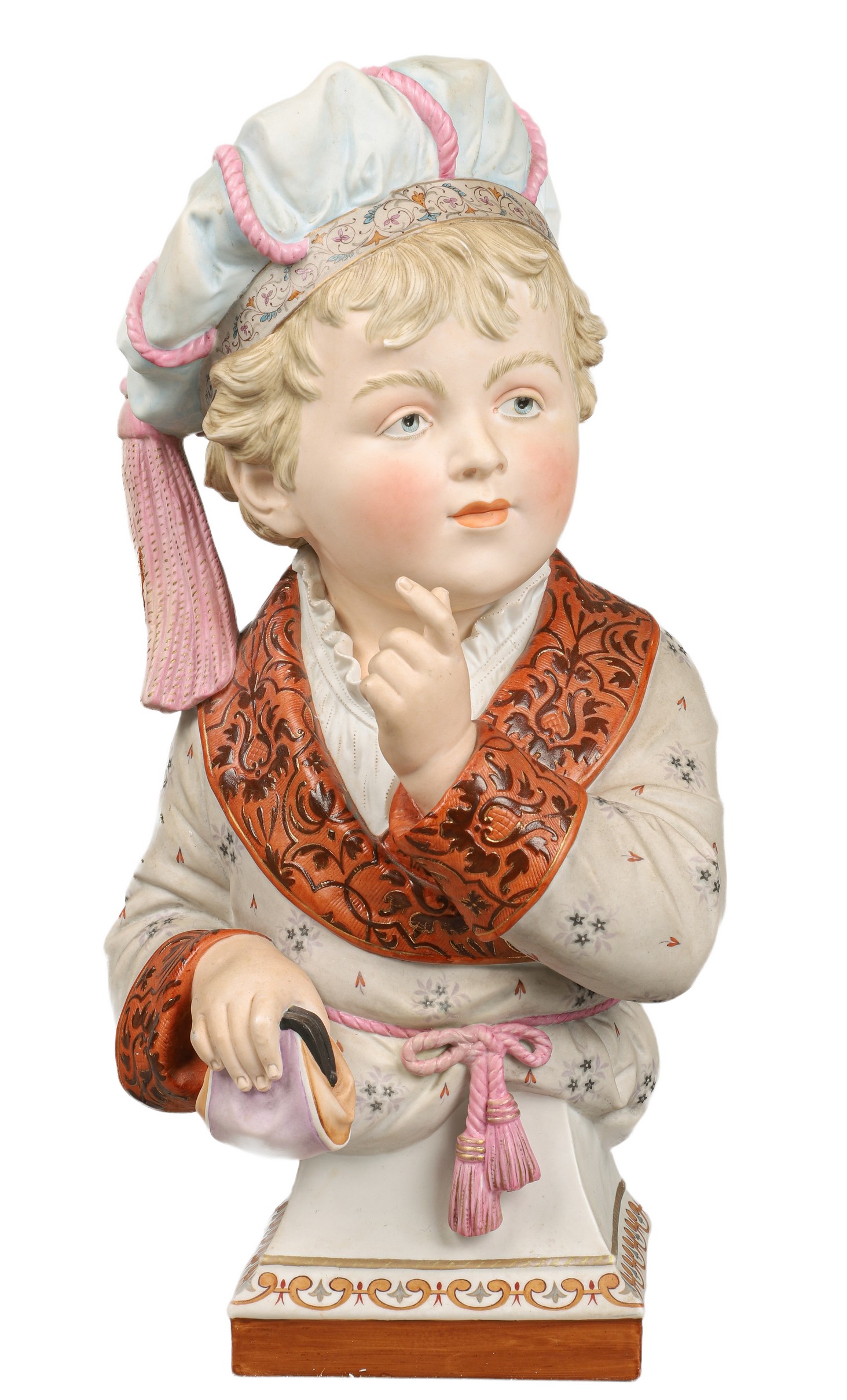 German porcelain polychrome bust of