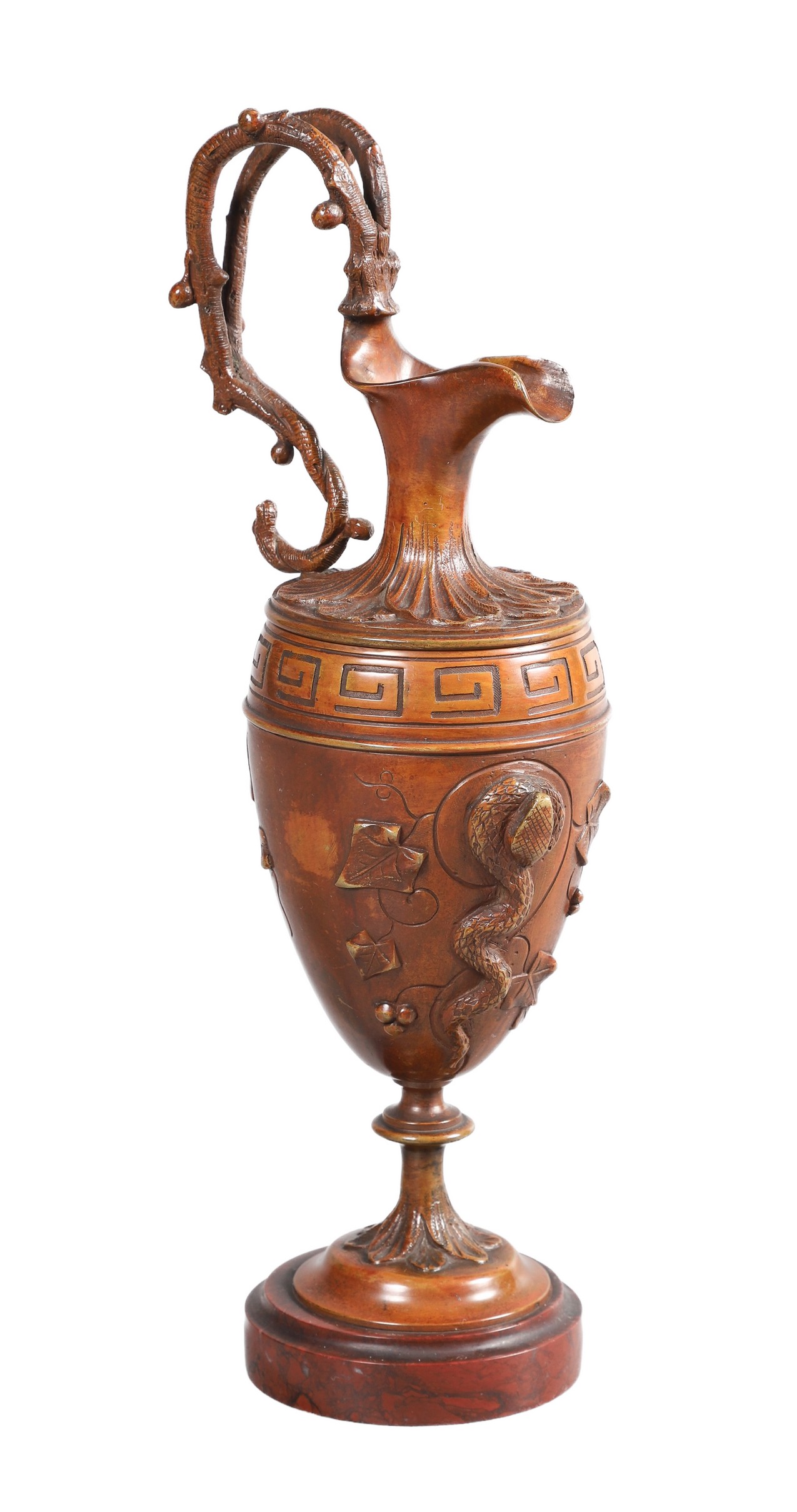 Grand tour bronze ewer, rouge base