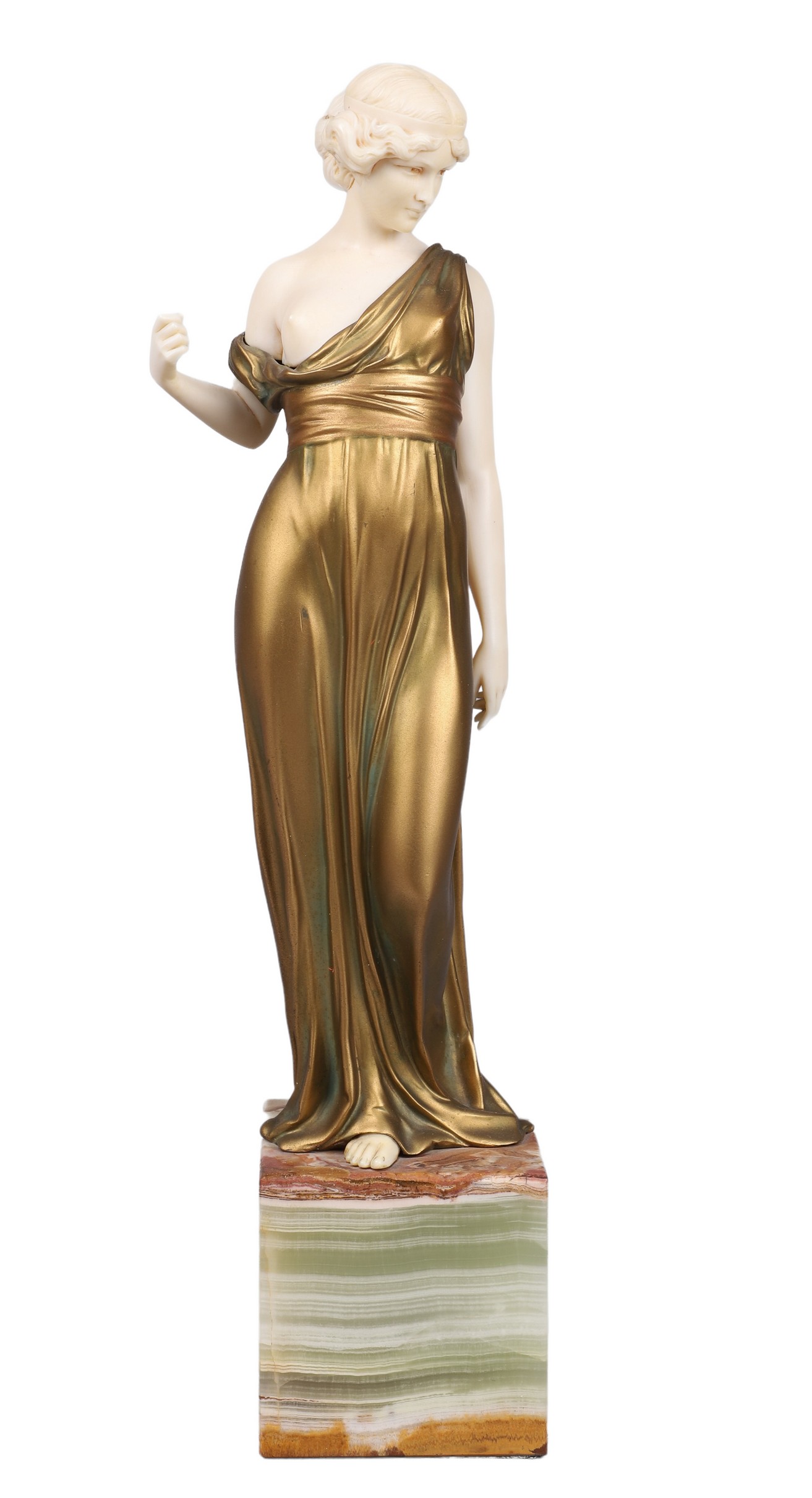 French gilt bronze of a maiden, early