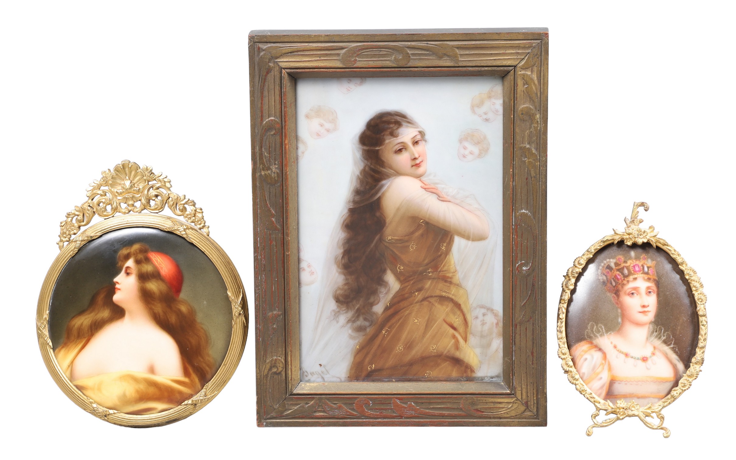 (3) Portraits on porcelain to include