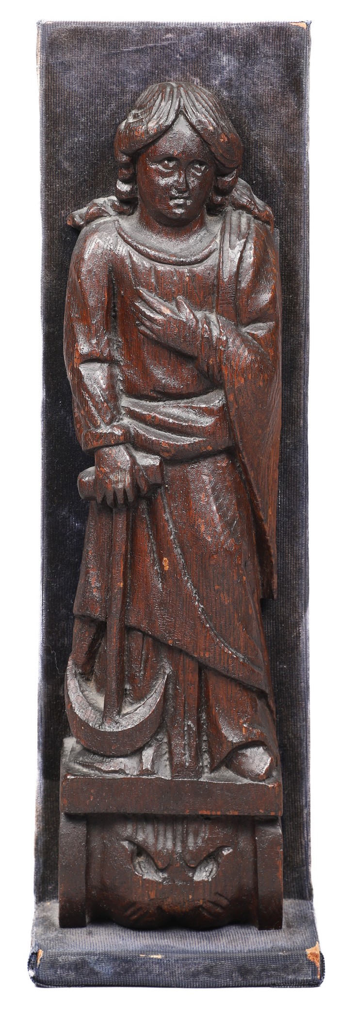 English carved wood figure of saint  2e0f15
