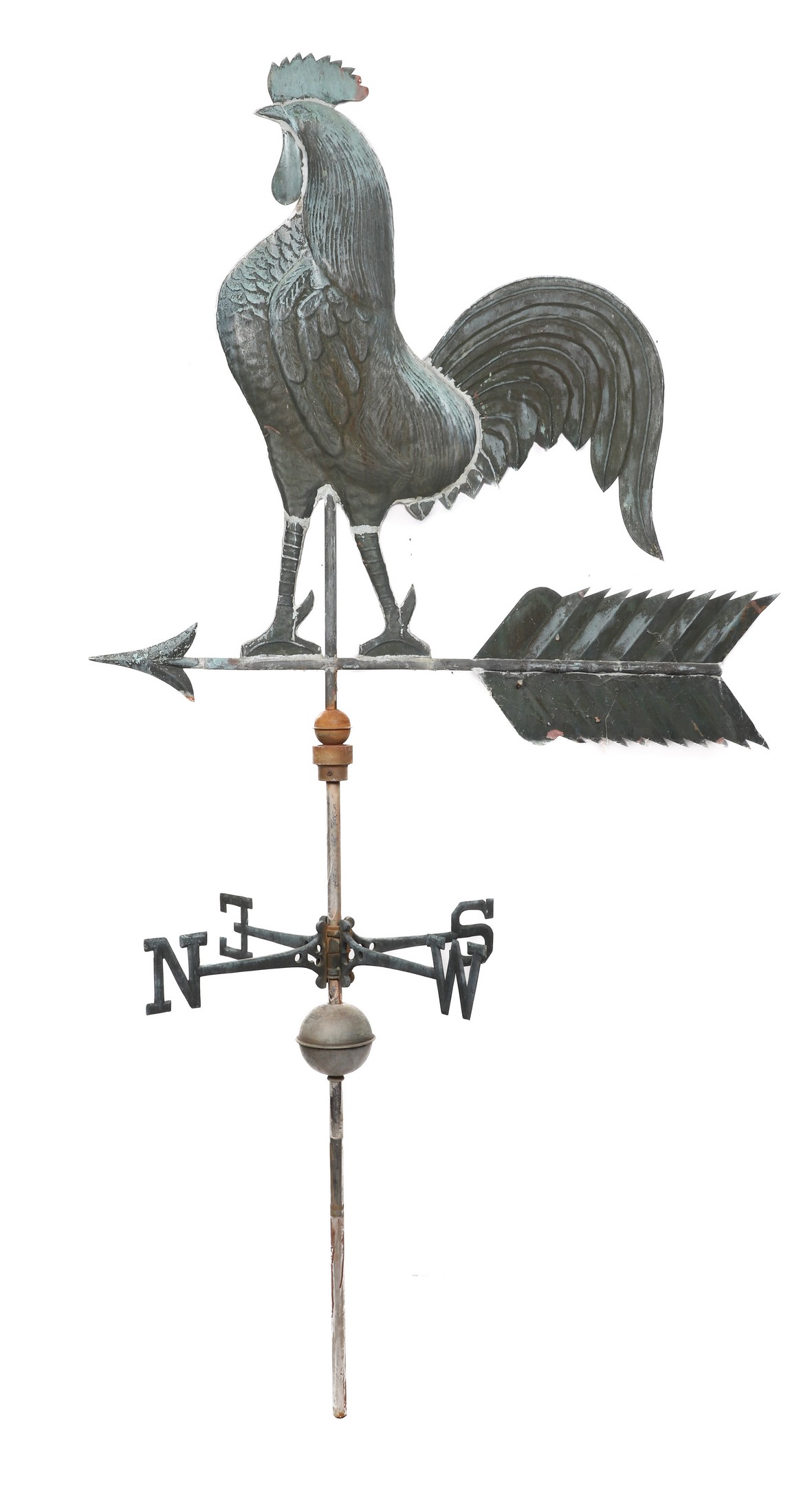 Copper swell body rooster weathervane,