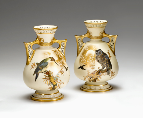 Pair of Royal Worcester gilt decorated 49b22