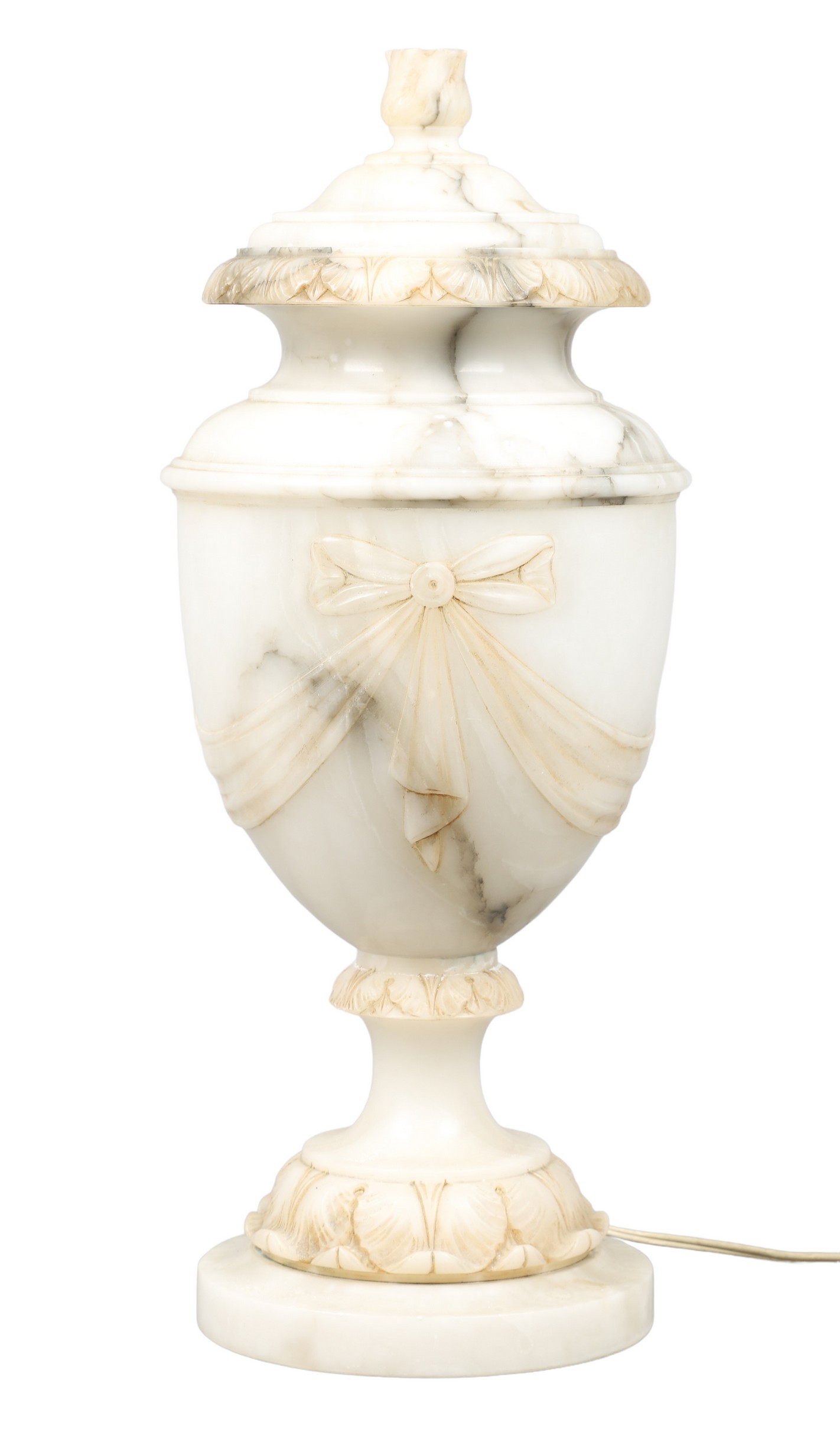 Alabaster table lamp, urn form with