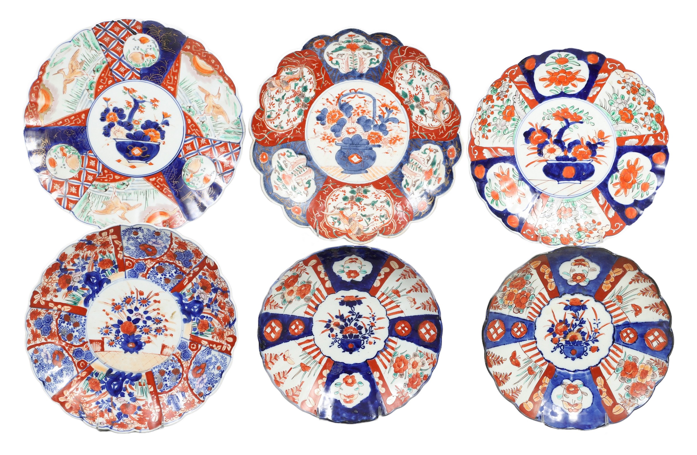  6 Japanese Imari porcelain chargers  2e0f86