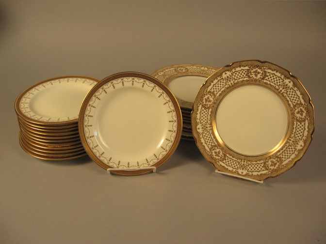 Set of twelve Royal Doulton gilt decorated