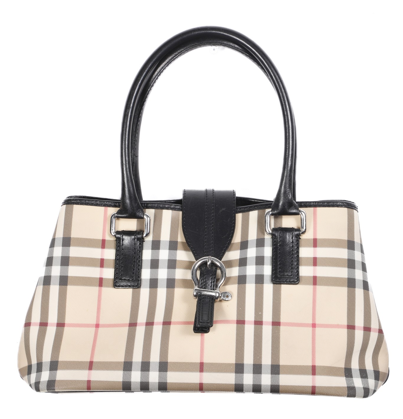 Burberry plaid canvas and leather