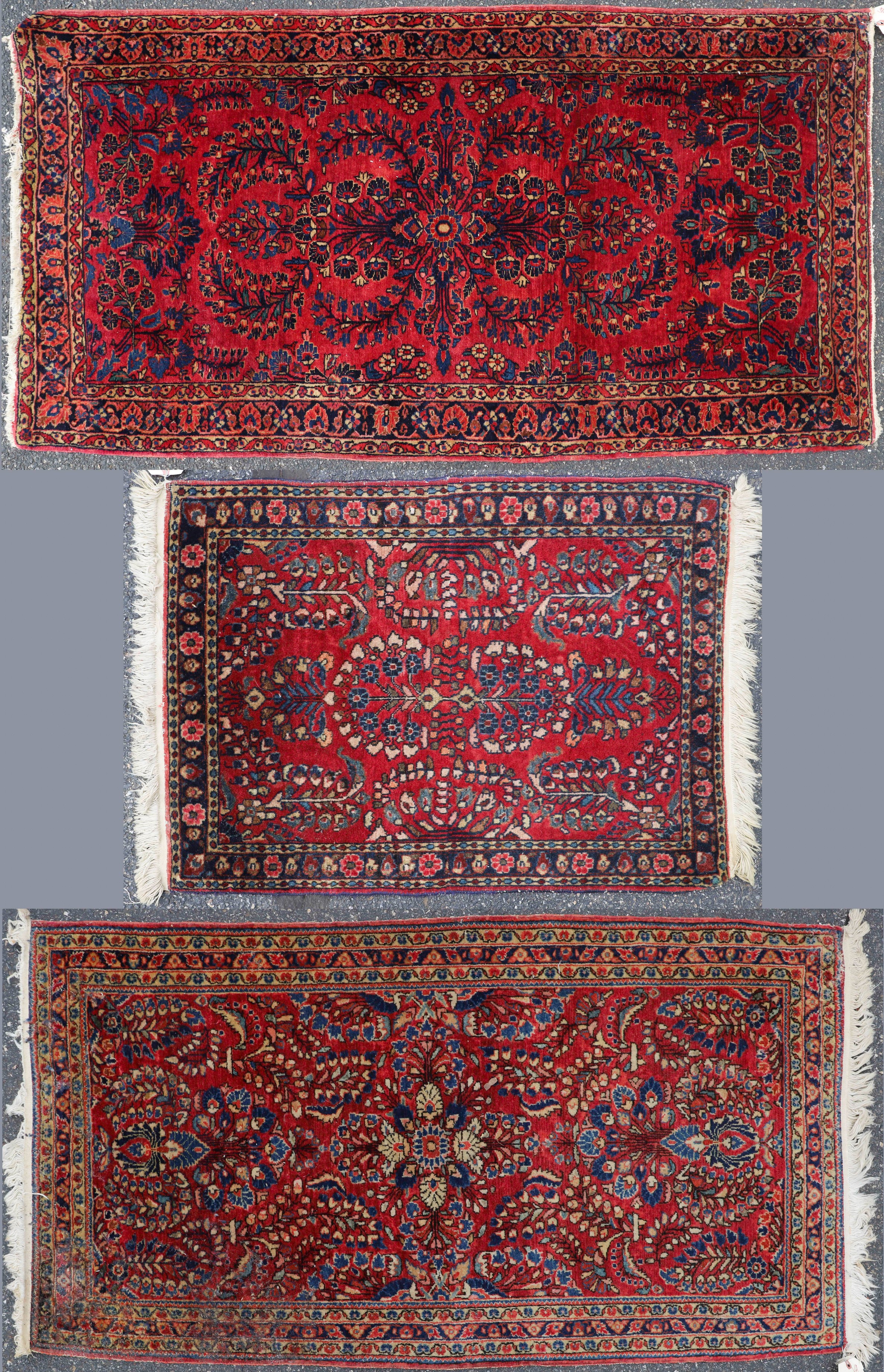  3 Sarouk Throw rugs 2 6 X 4 10 2 3  2e0faa