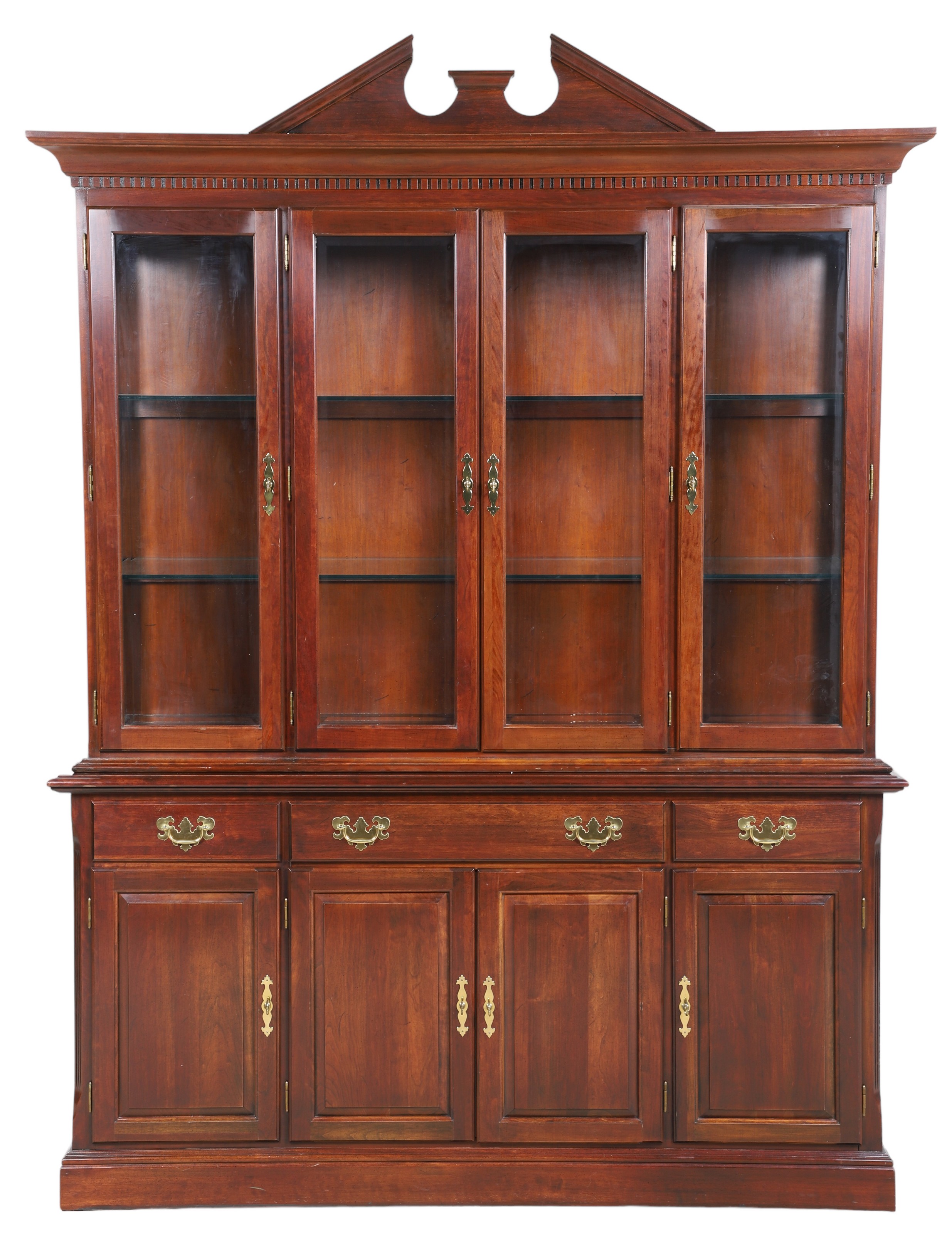 2-pc mahogany china cabinet, top with