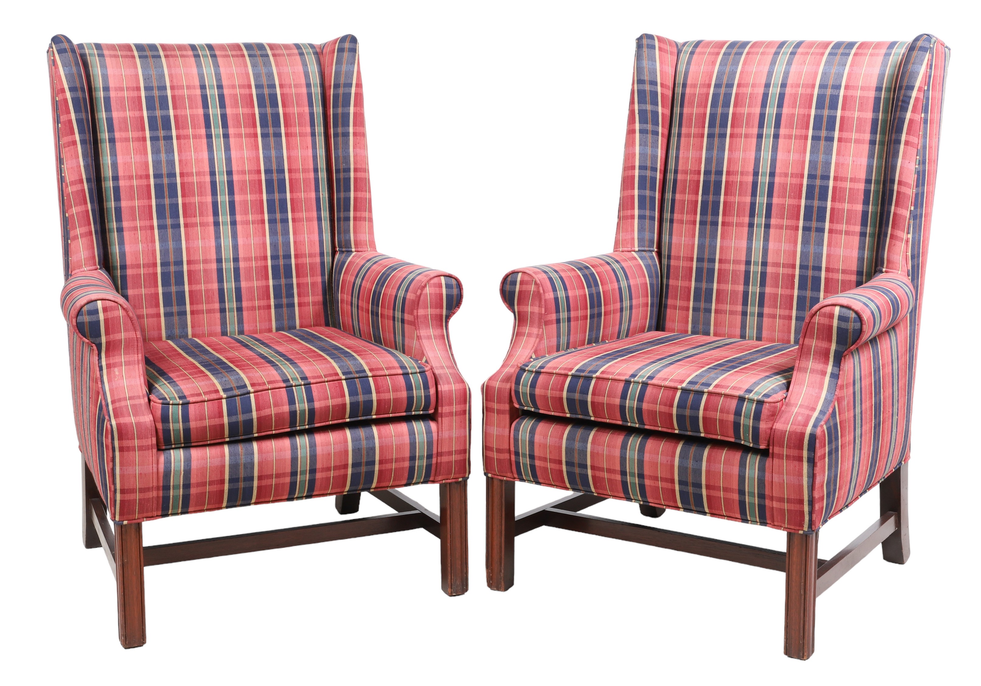 Pair Chippendale style upholstered