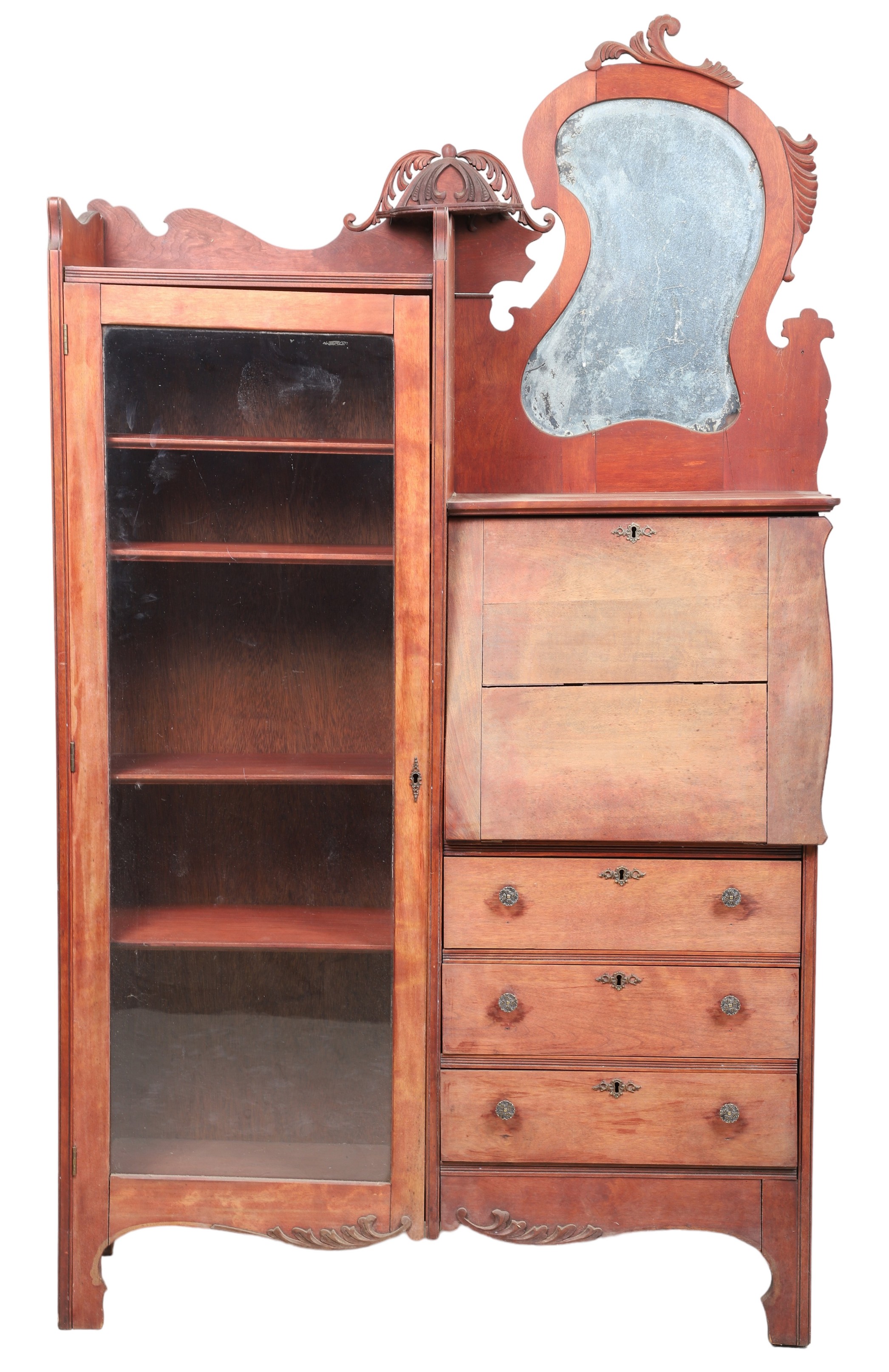 Victorian mahogany desk, bookcase top