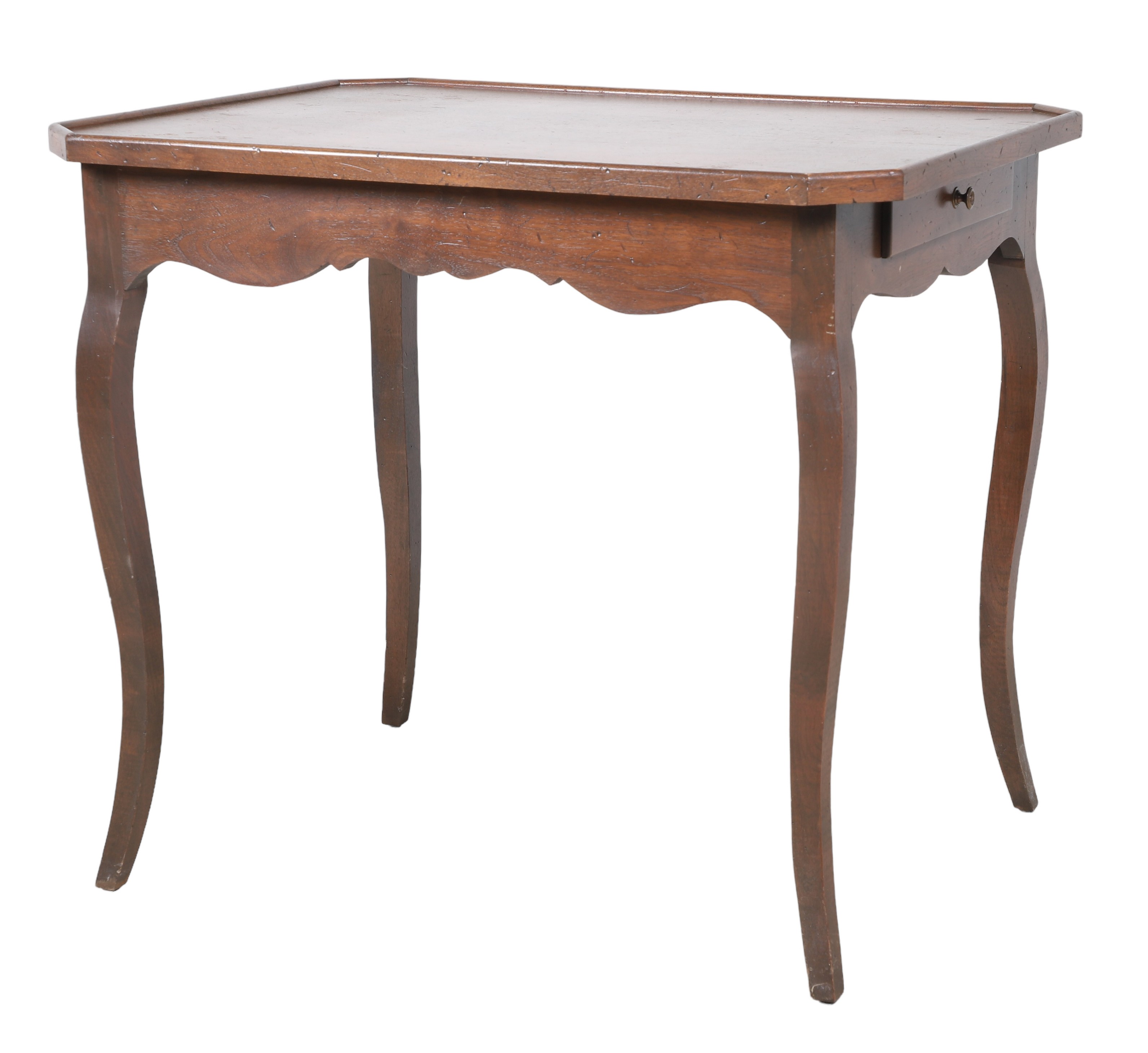 French style mahogany tea table, scalloped