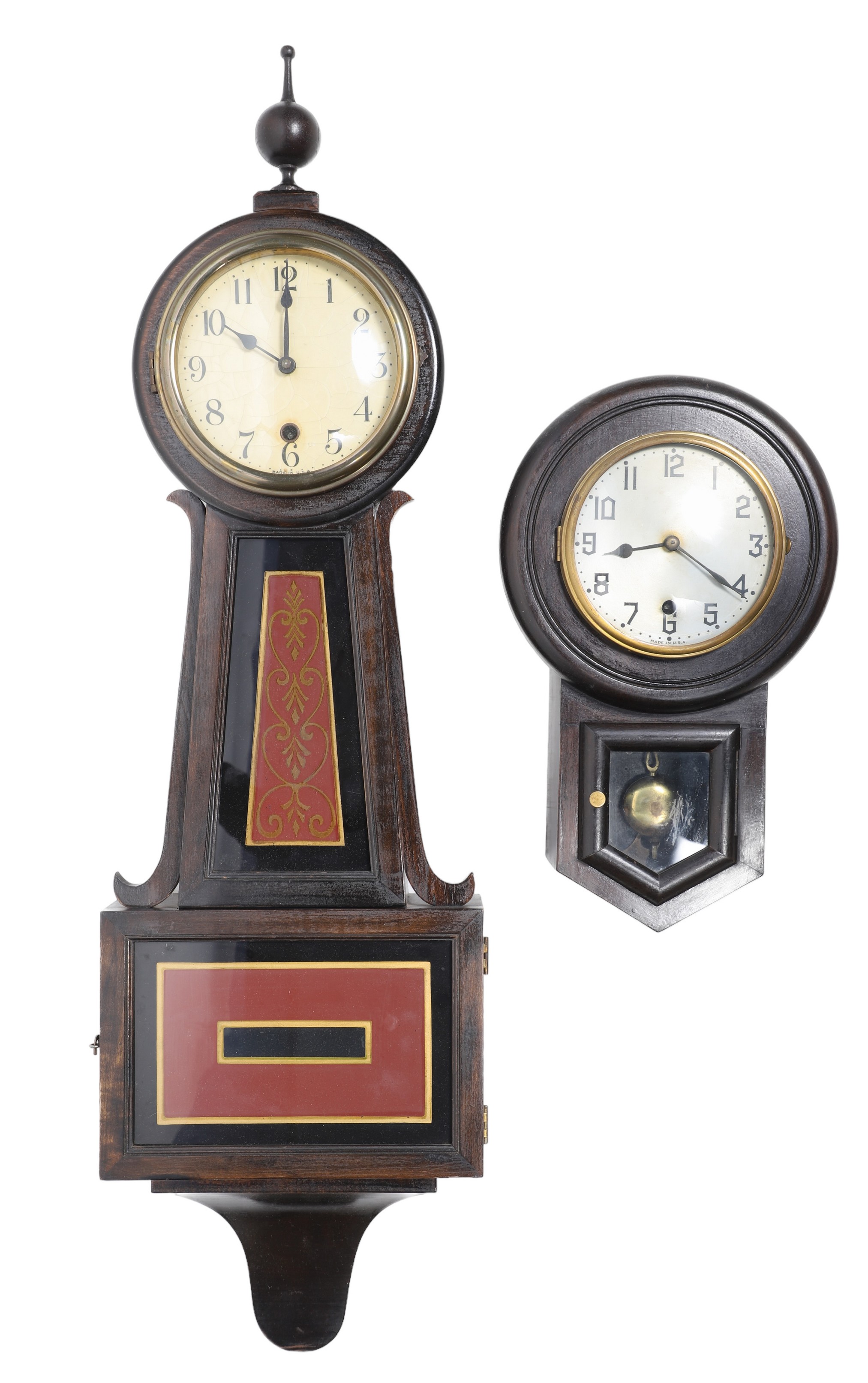 (2) Wall clocks, each with key & pendulum,