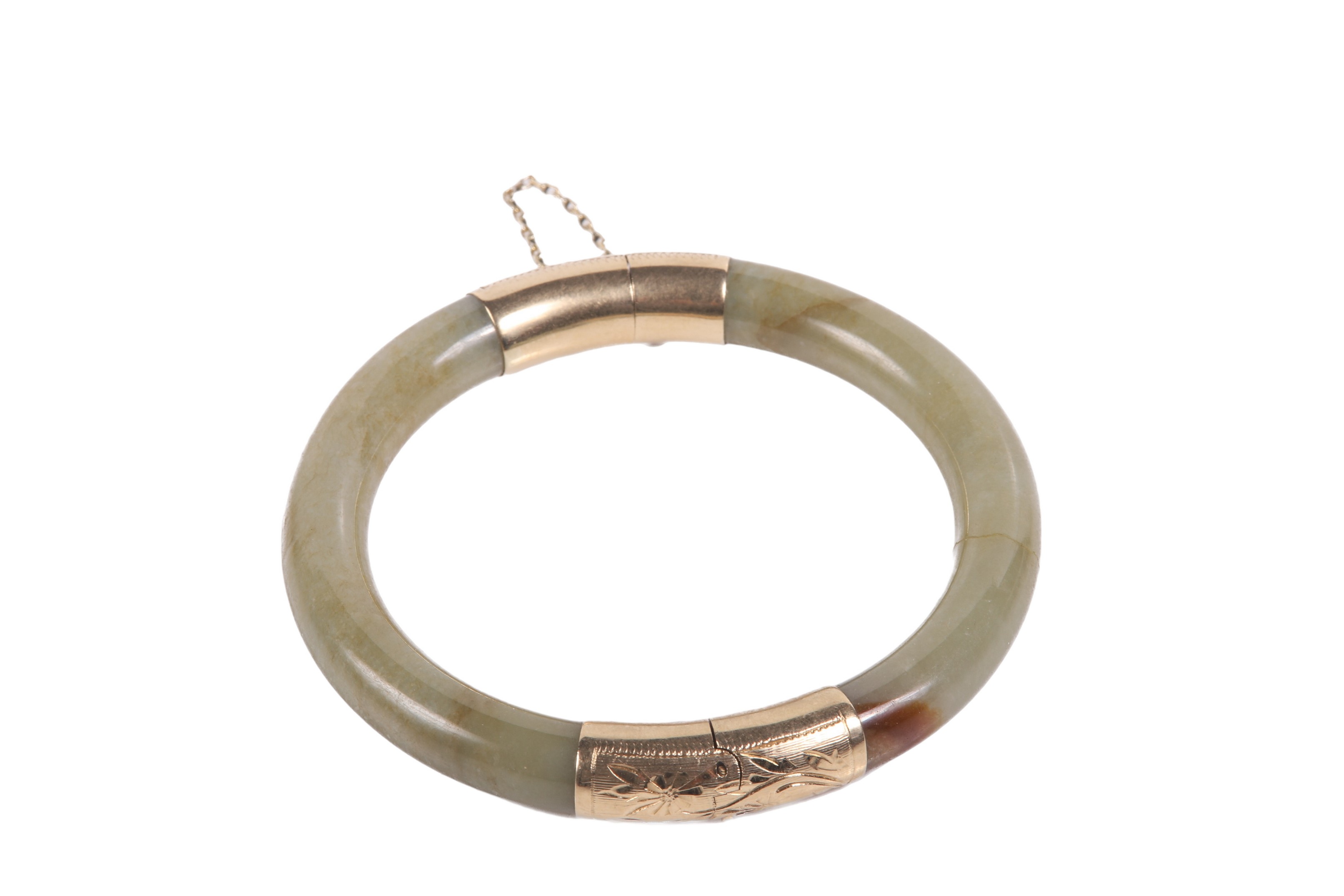 Chinese 14K hardstone bangle bracelet  2e1080