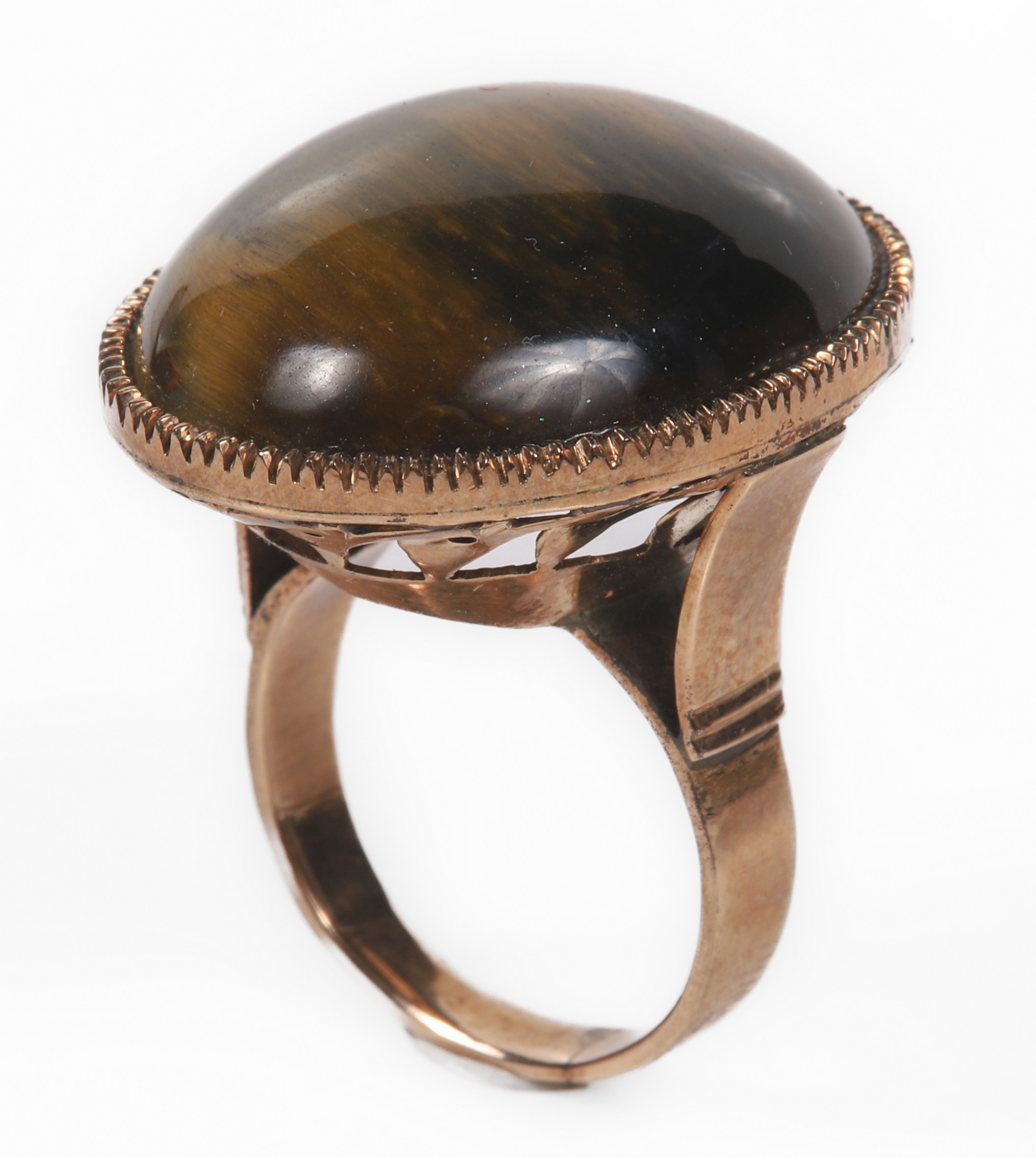 18K tigers eye cocktail ring yellow 2e1097