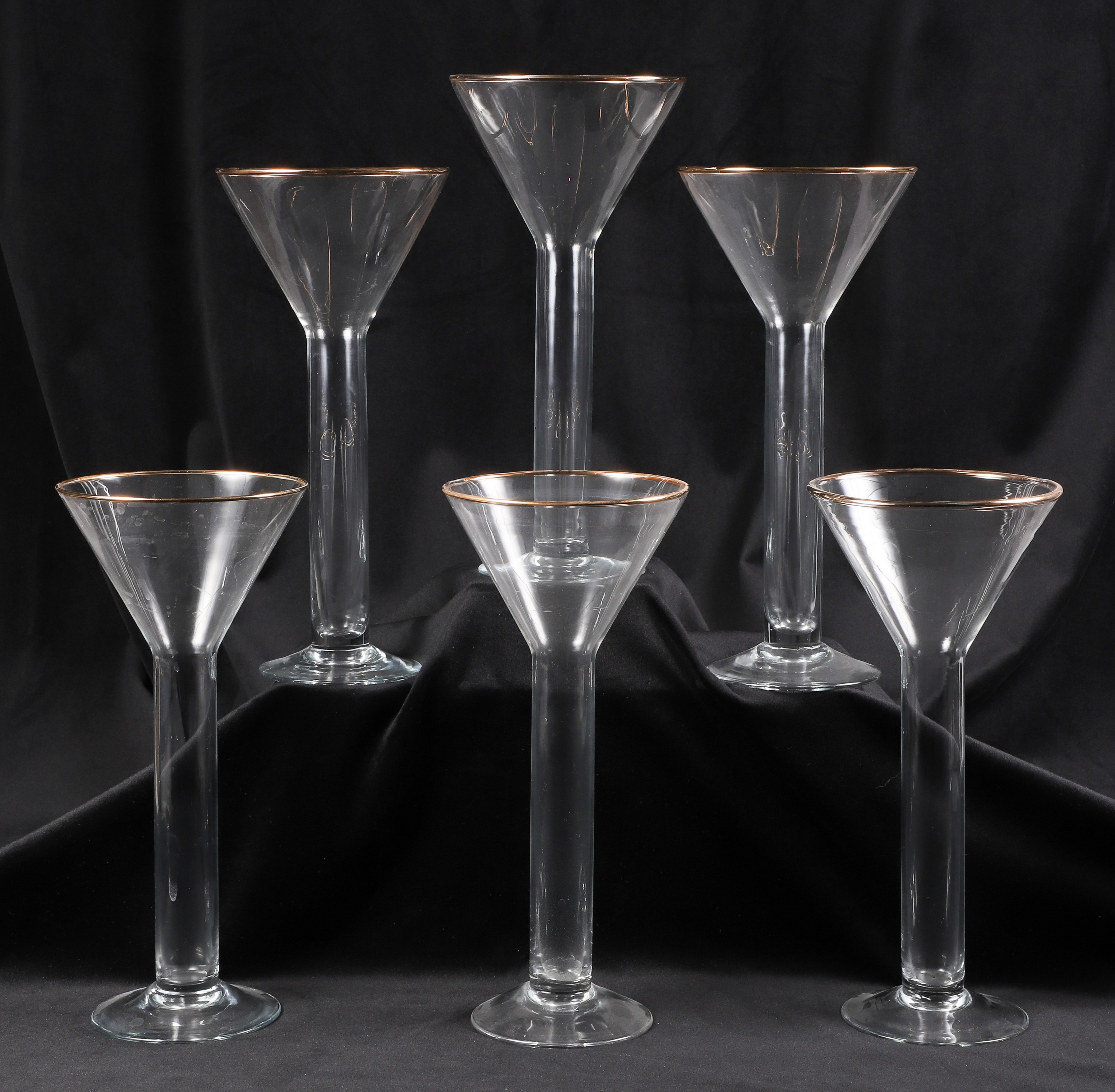 (6) Hollow stem cocktail glasses,