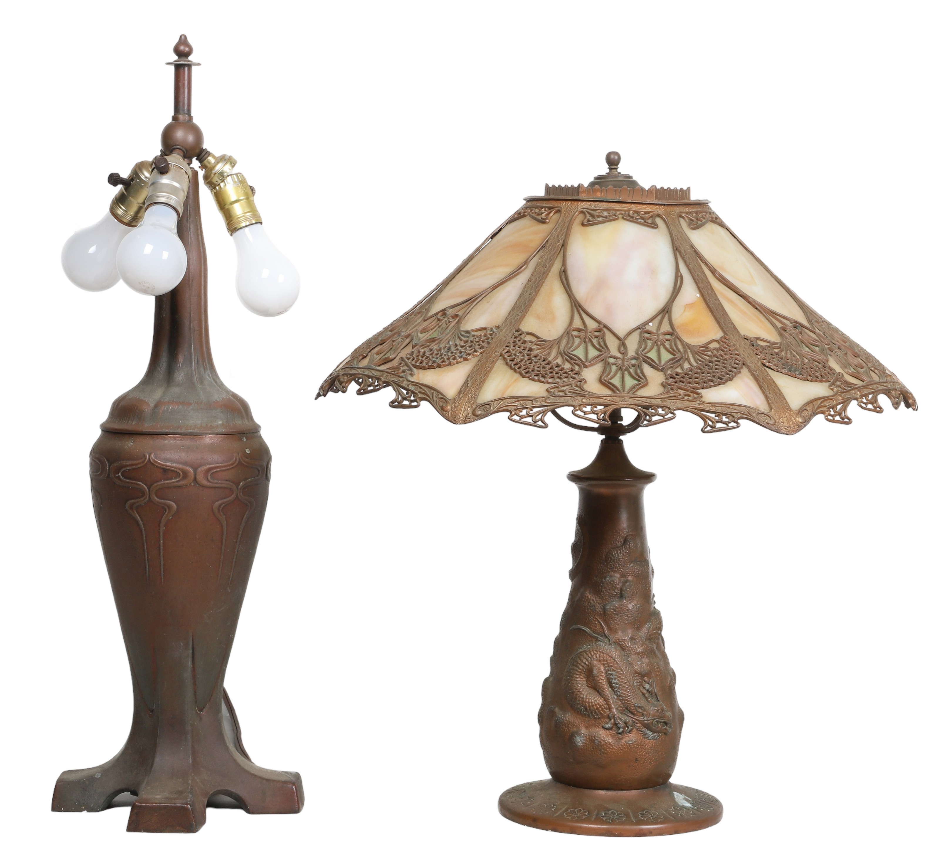 Art Nouveau bronze patinated lamp 2e10bd