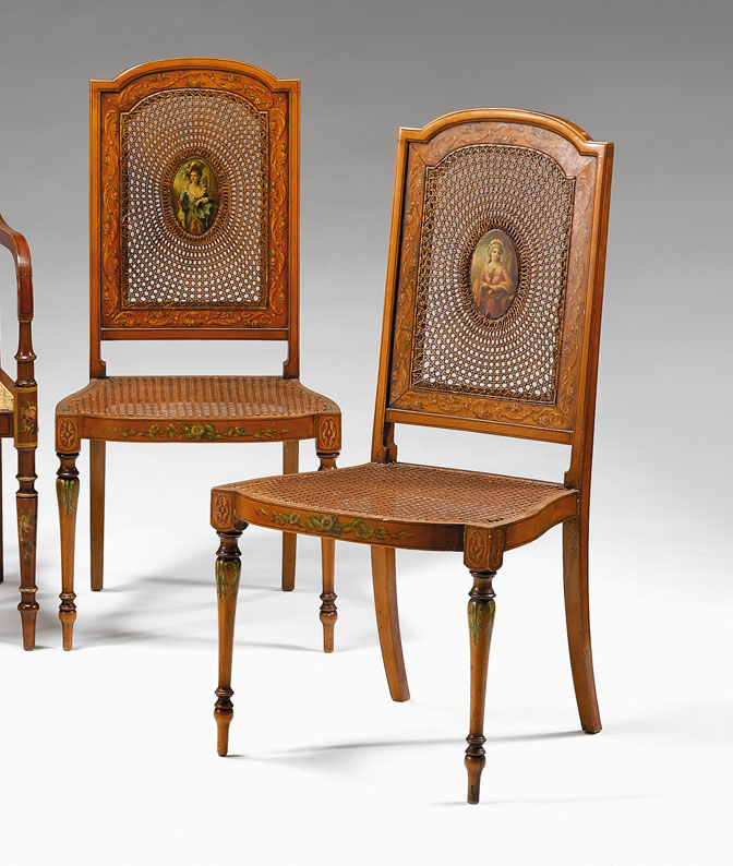 Pair of Edwardian painted fruitwood