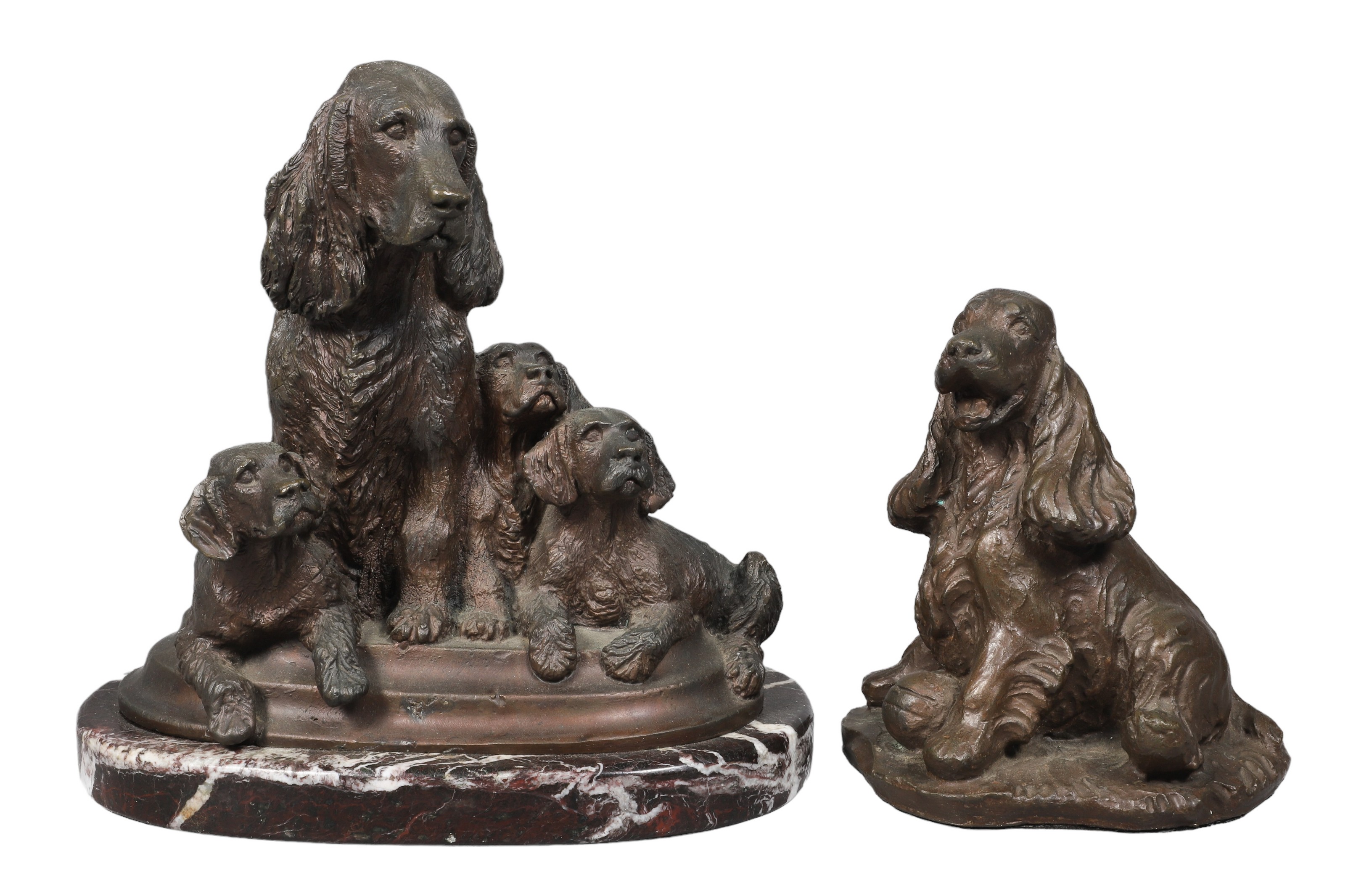  2 Spaniel dog sculptures c o 2e1176