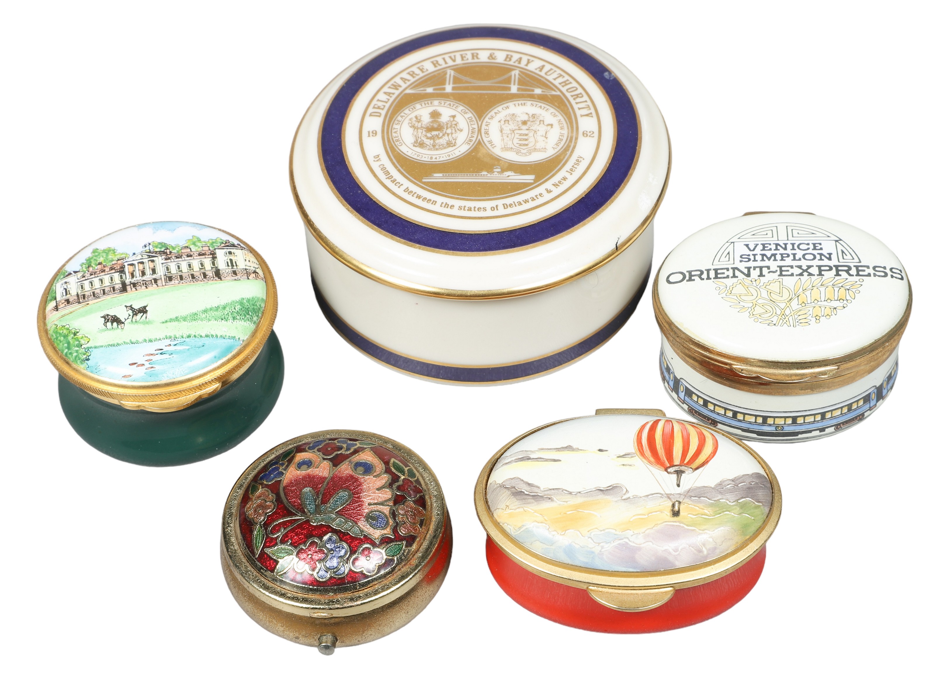 (5) Trinket boxes, c/o Crummles enamel