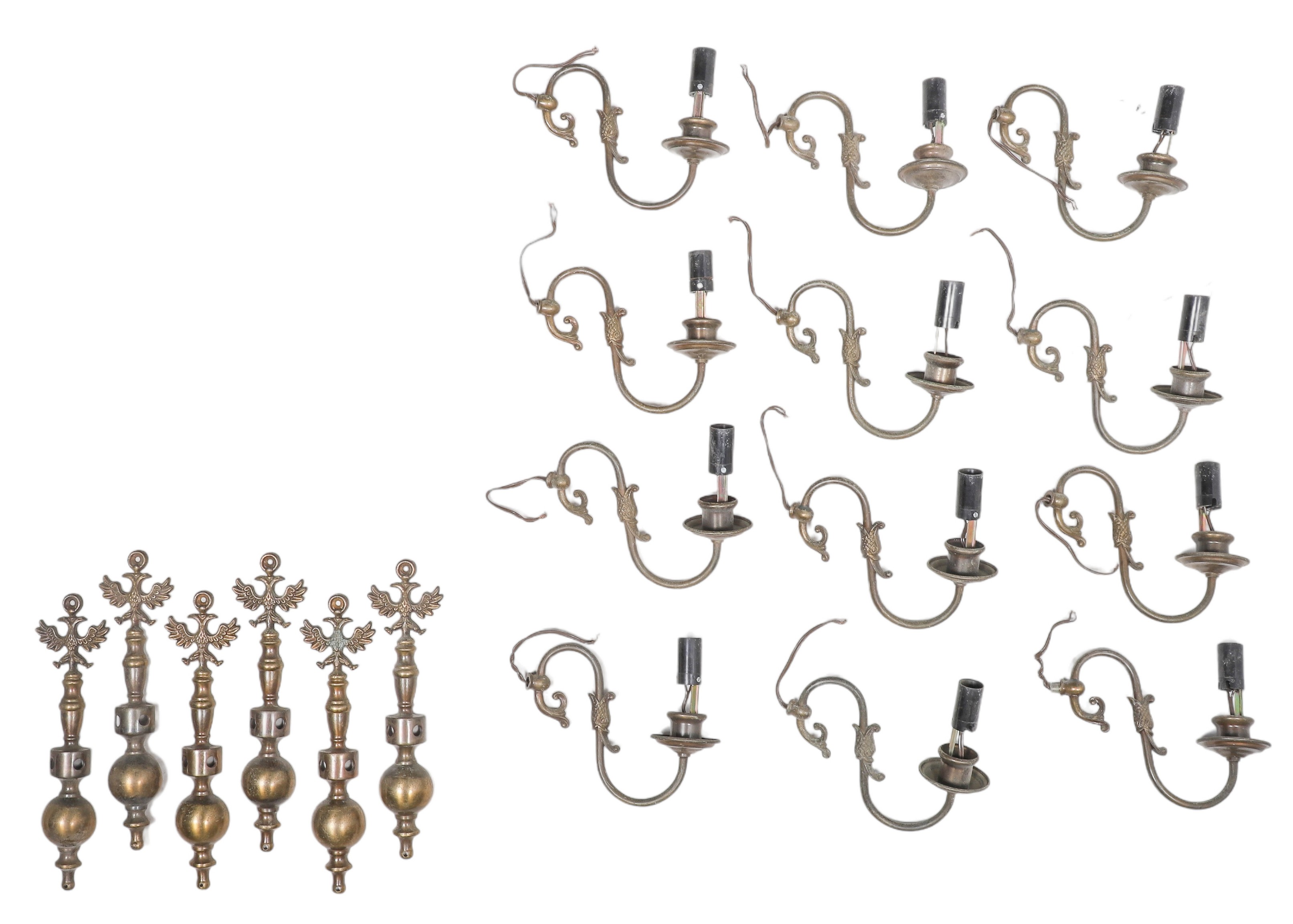 (6) Brass electric 2-light wall