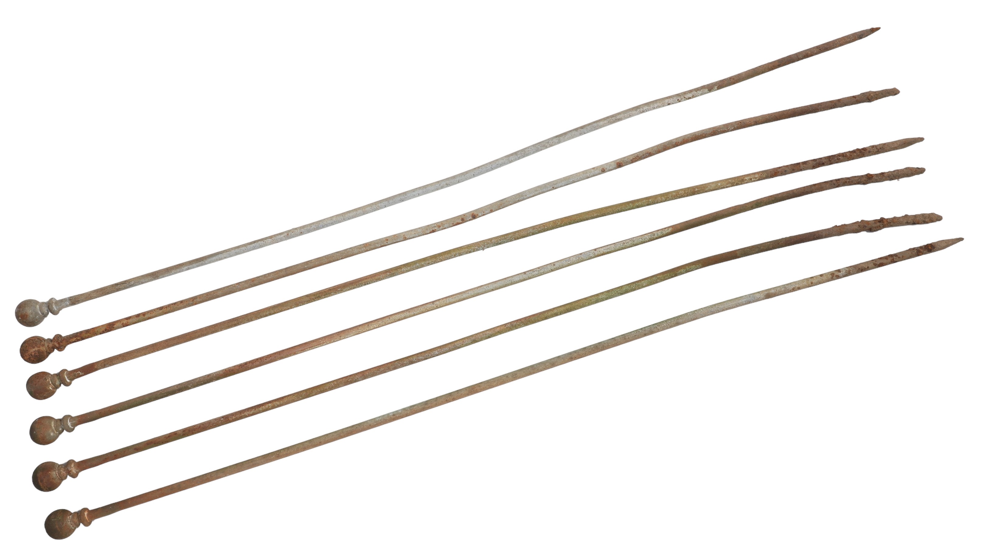 (6) Cast iron flag pole stakes, 52