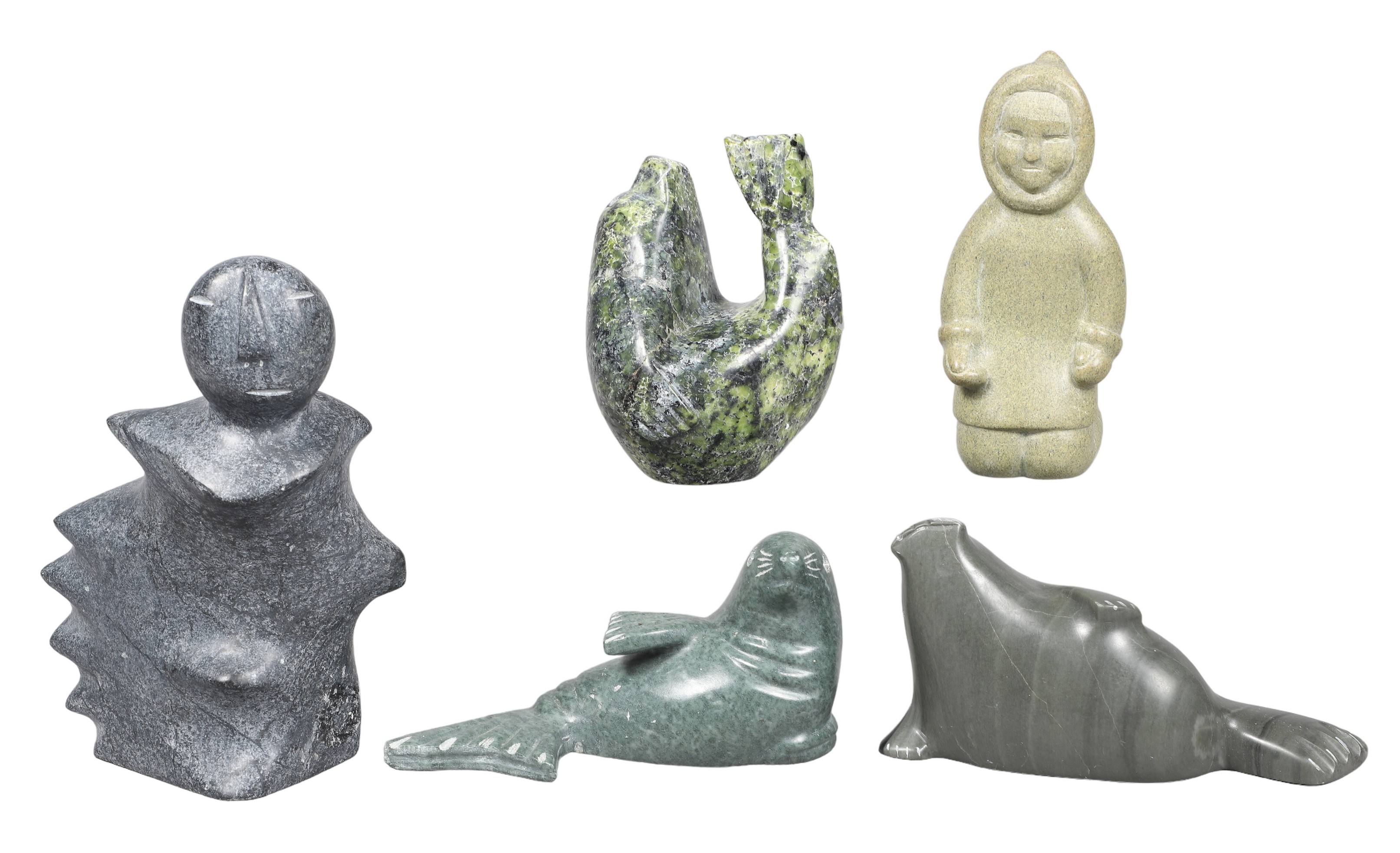 (5) Canadian carved soapstone figures