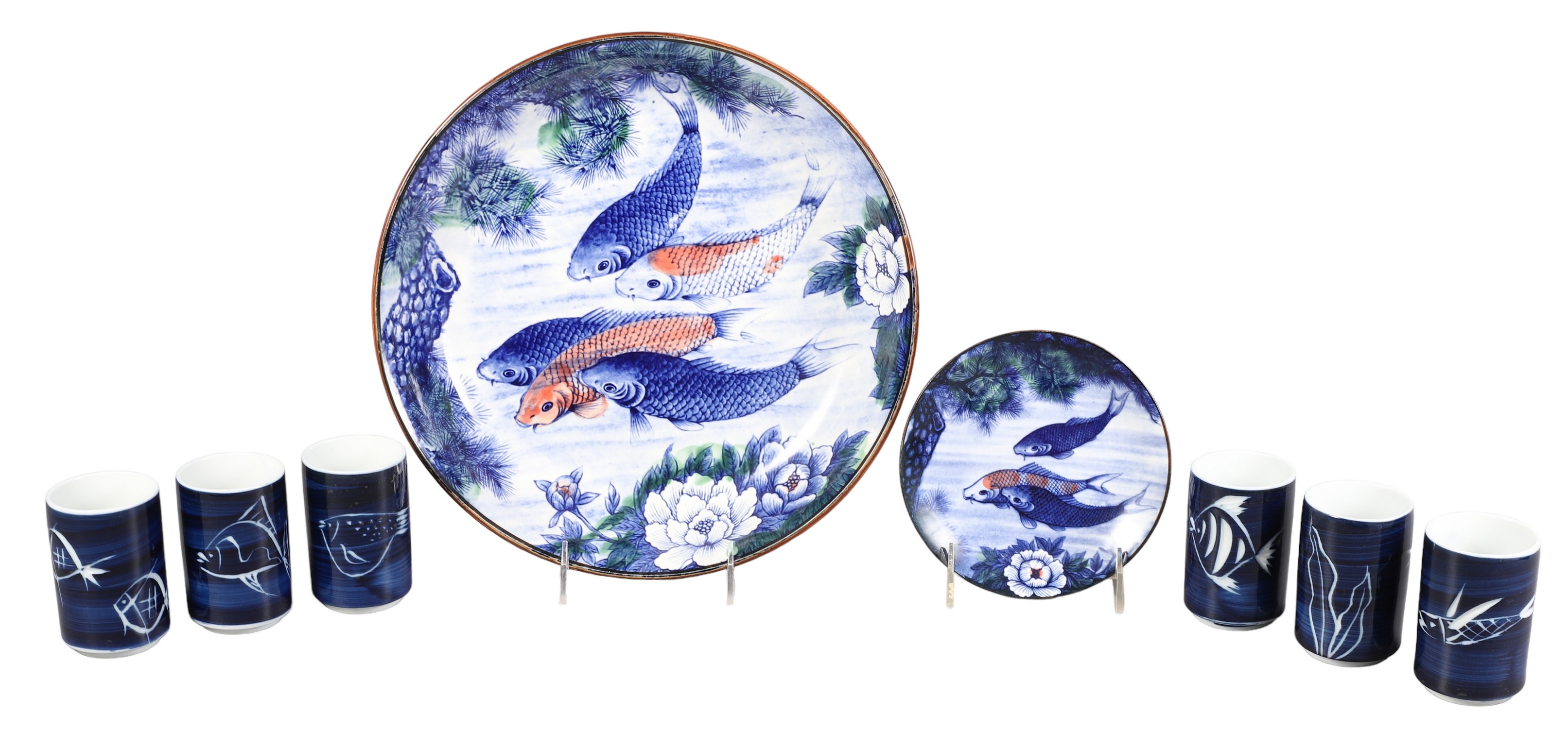 (8) Japanese porcelain dishes, c/o Koi