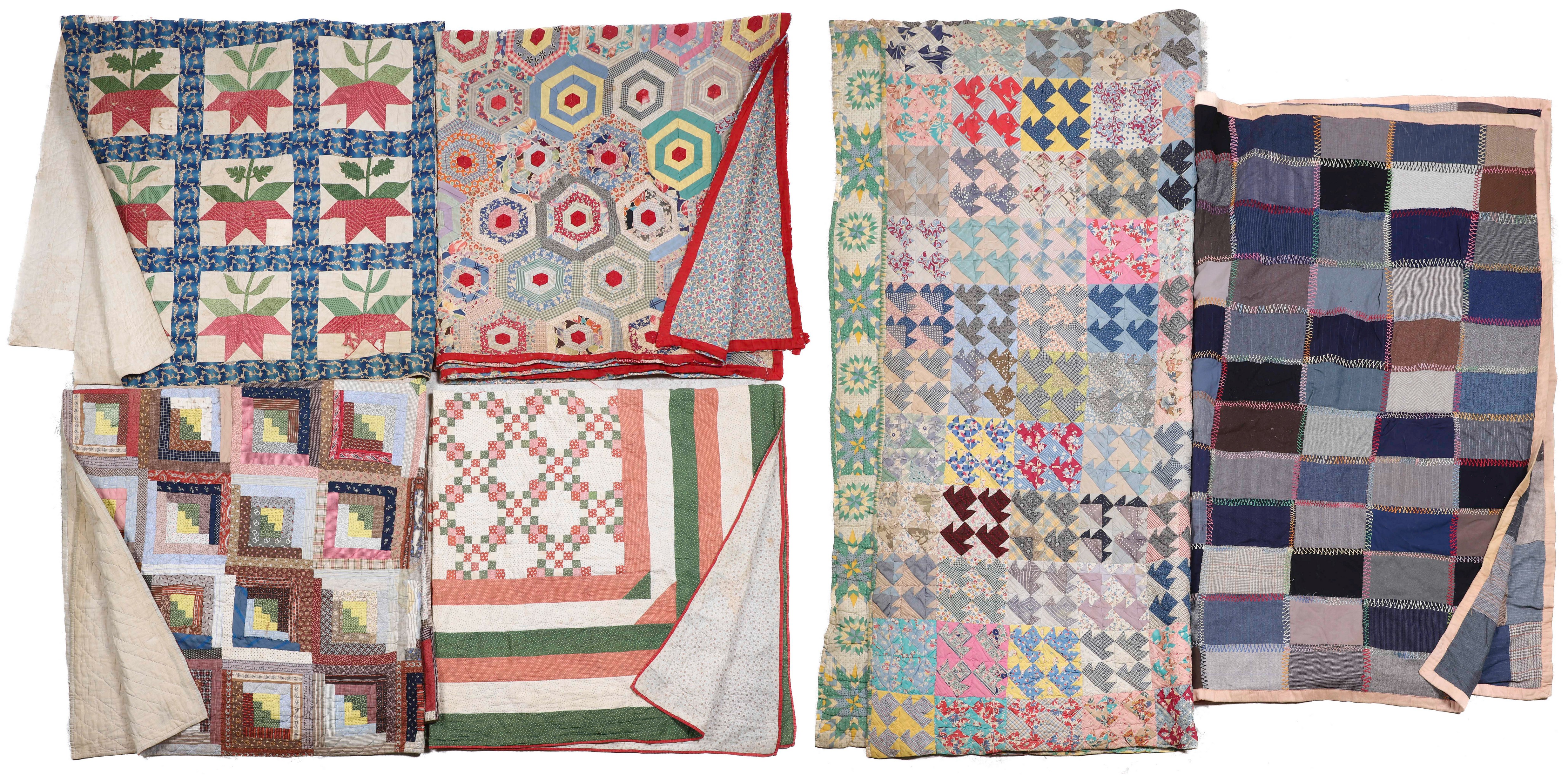  6 19th 20th C patchwork quilts  2e11f7