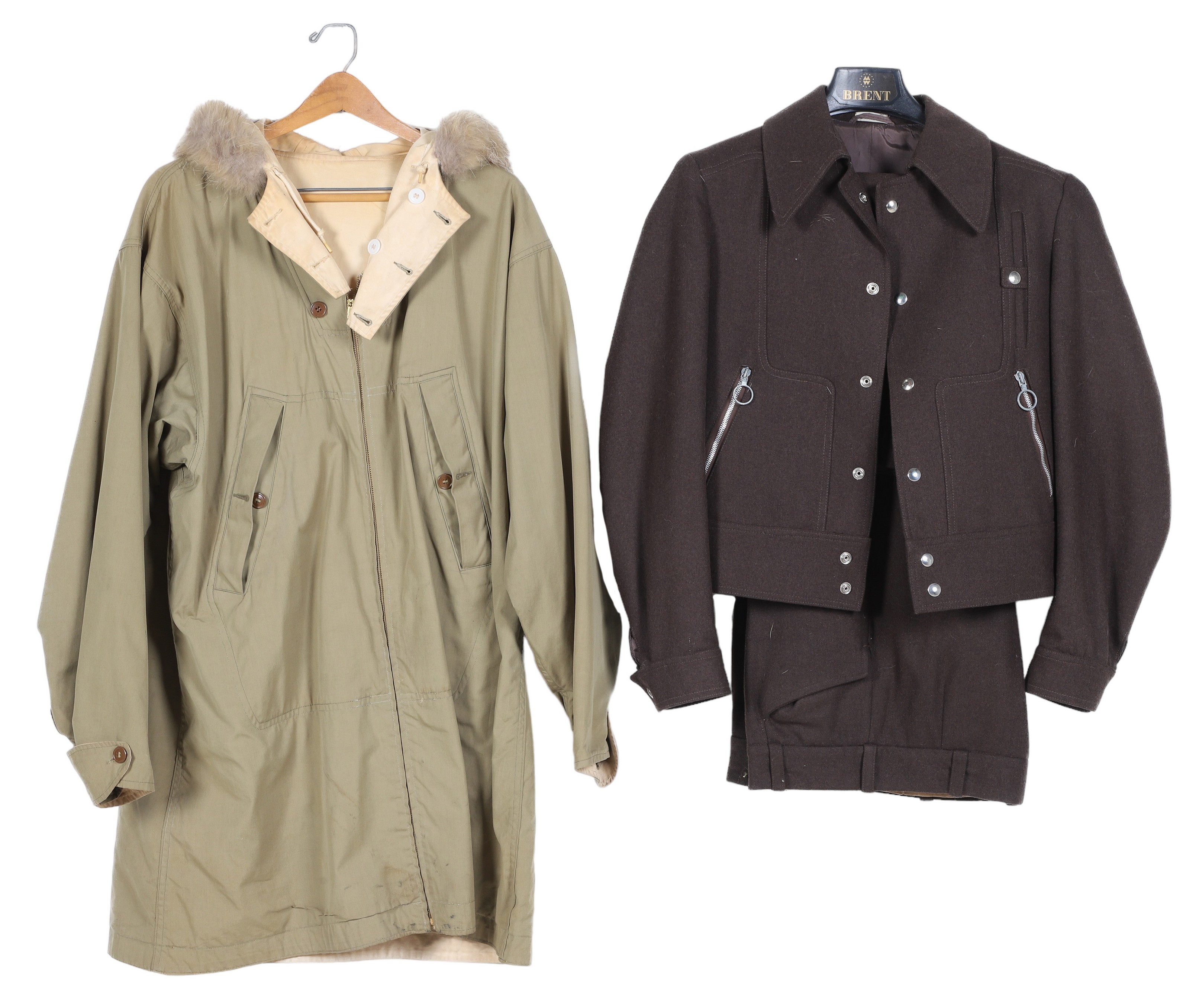 Military parka and wool suit to